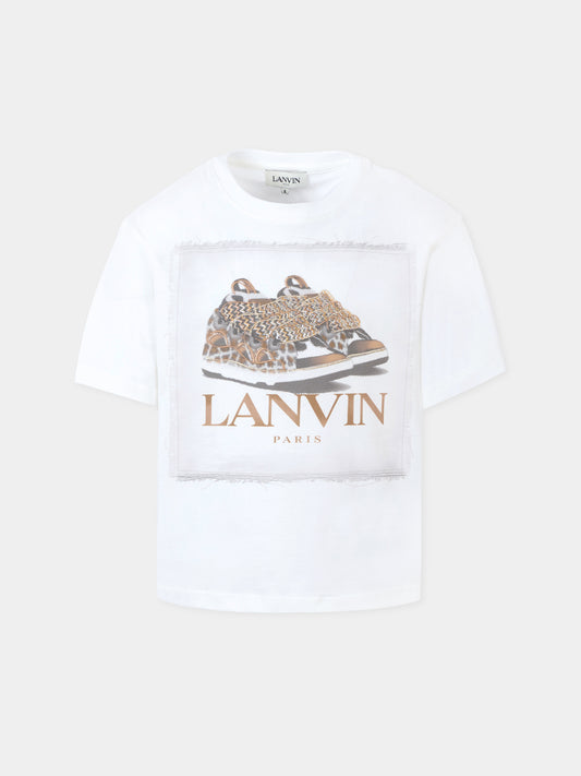 T-shirt bianca per bambina con Curb Basket,Lanvin Petite,N30255 117
