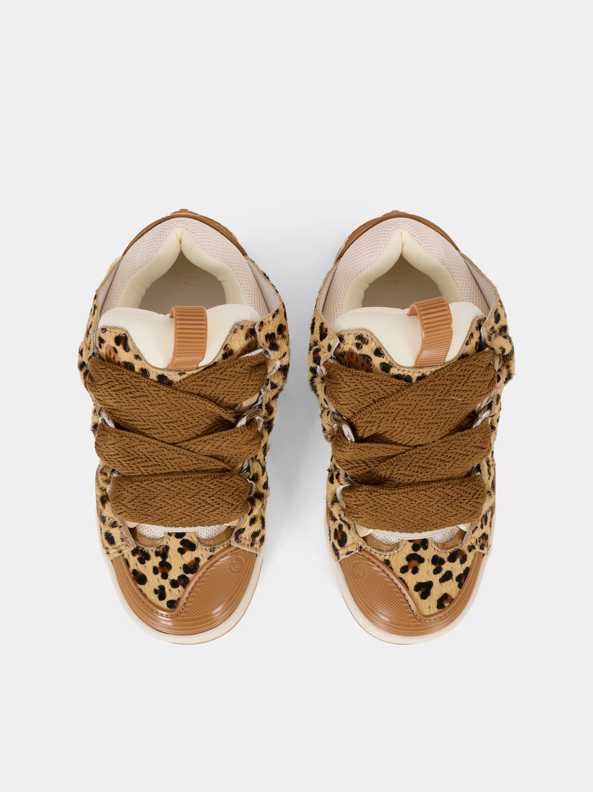 Sneakers beige per bambina con motivo leopardato,Lanvin Petite,N30276 P51