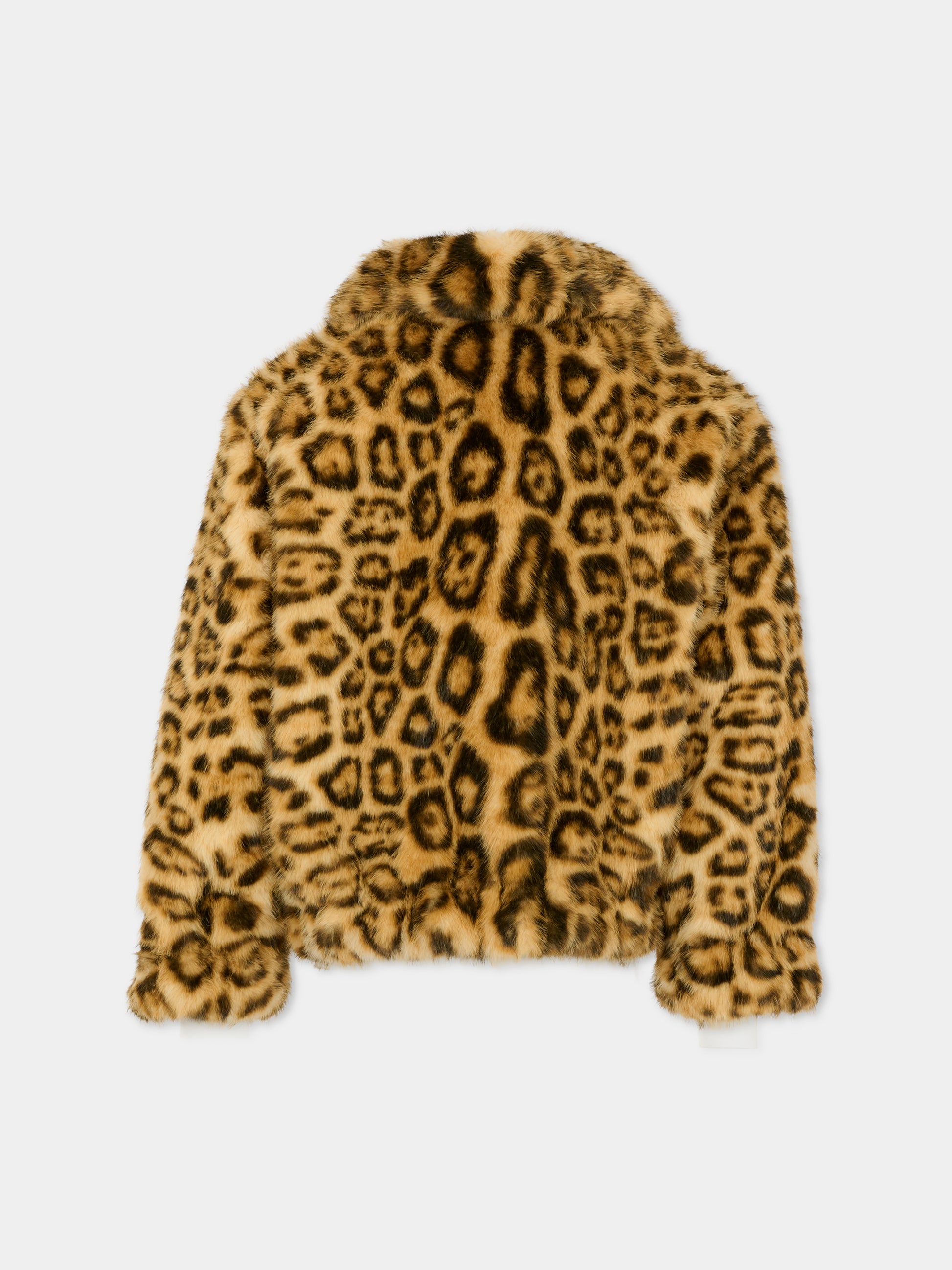 Ecopelliccia beige per bambina con stampa animalier,Lanvin Petite,N30279 P90