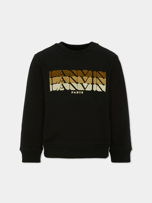 Felpa nera per bambini con logo,Lanvin Petite,N30284 09B