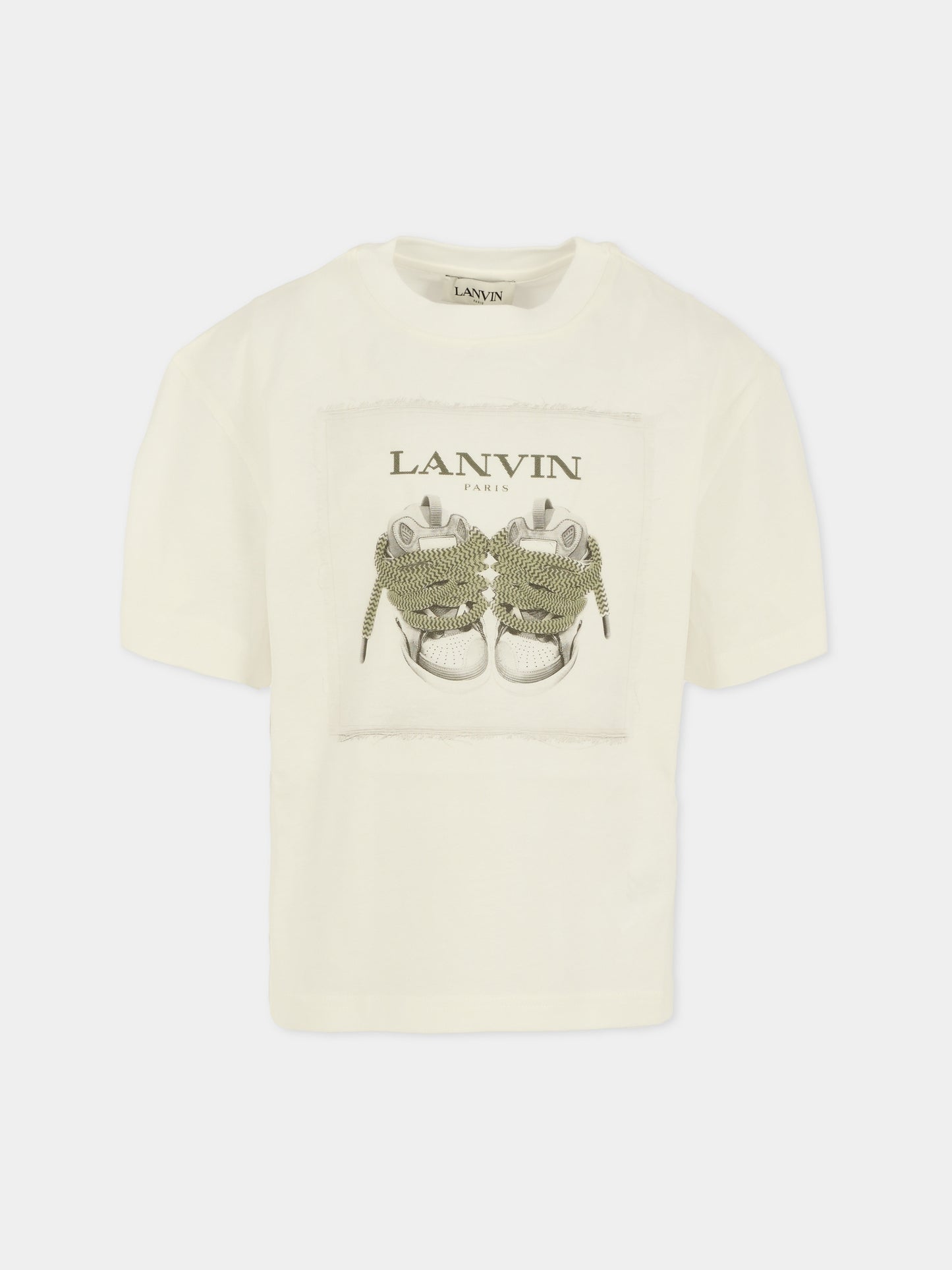T-shirt avorio per bambini con Curb Basket,Lanvin Petite,N30285 117