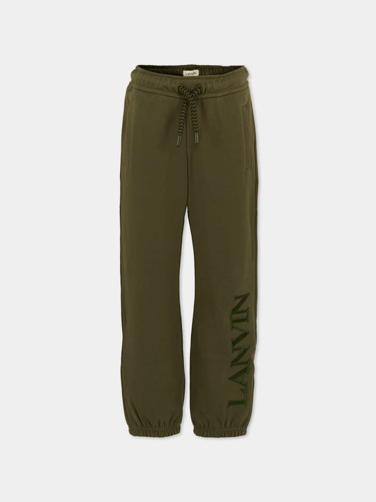 Pantaloni verdi per bambino con logo,Lanvin Petite,N30315 665