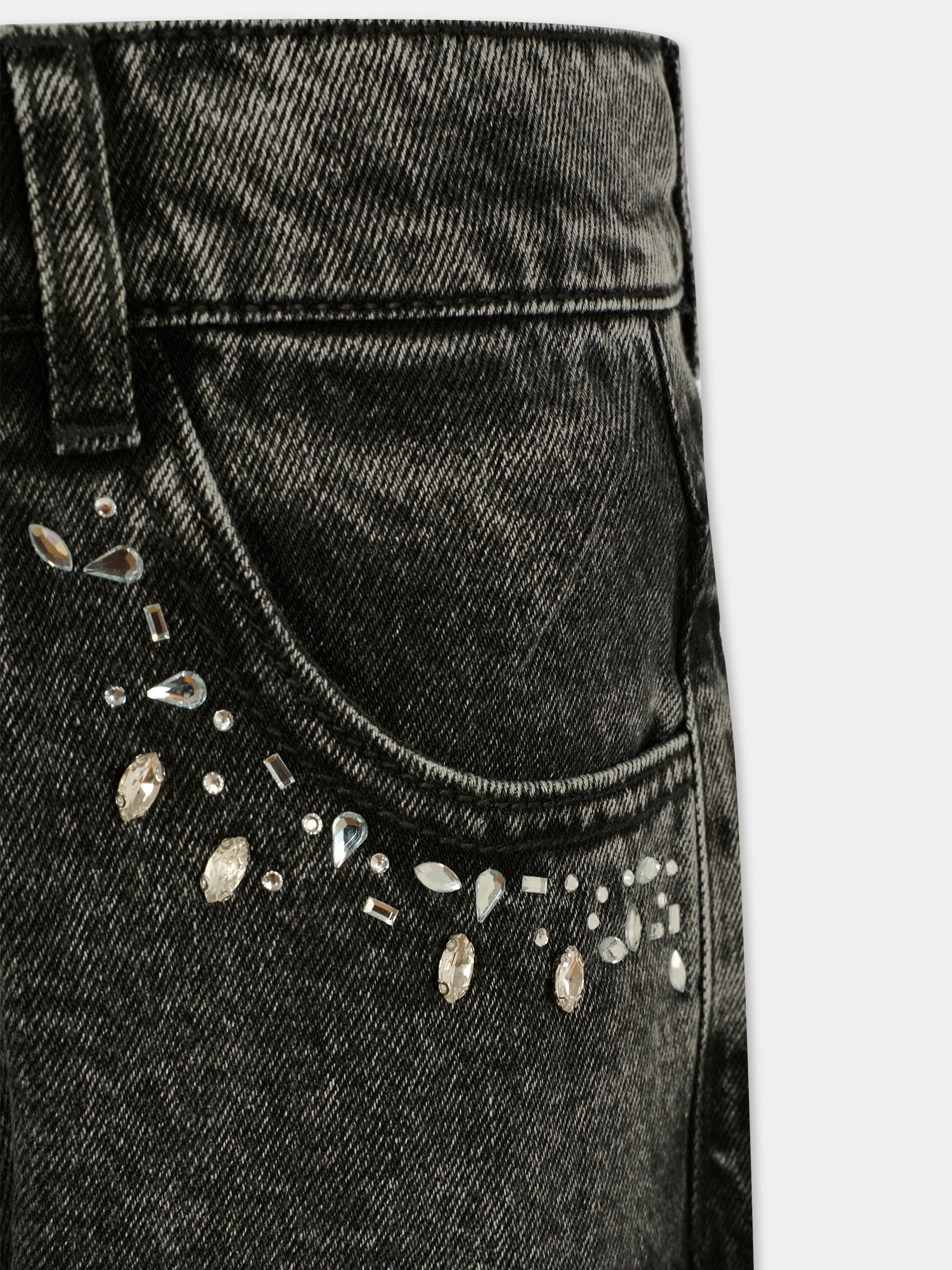 Jeans neri per bambina con pietre,Marc Jacobs,W60594 Z11
