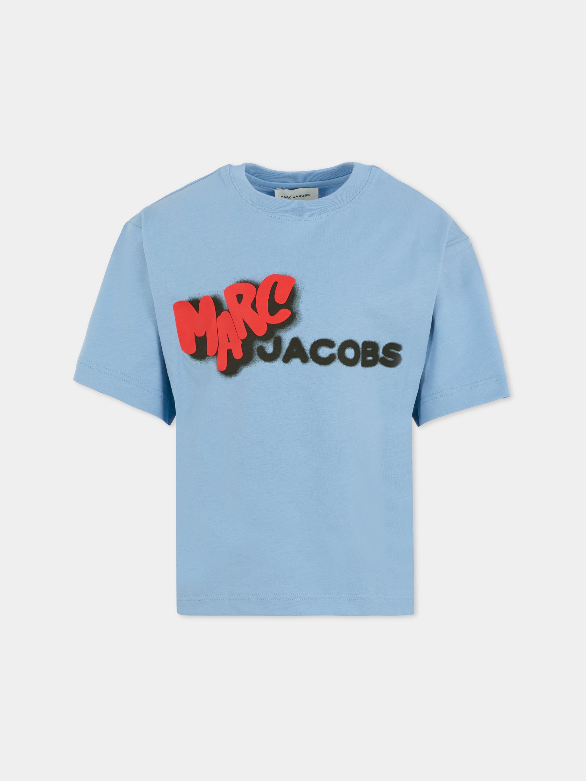 T-shirt azzurra per bambino con logo,Marc Jacobs,W60636 822