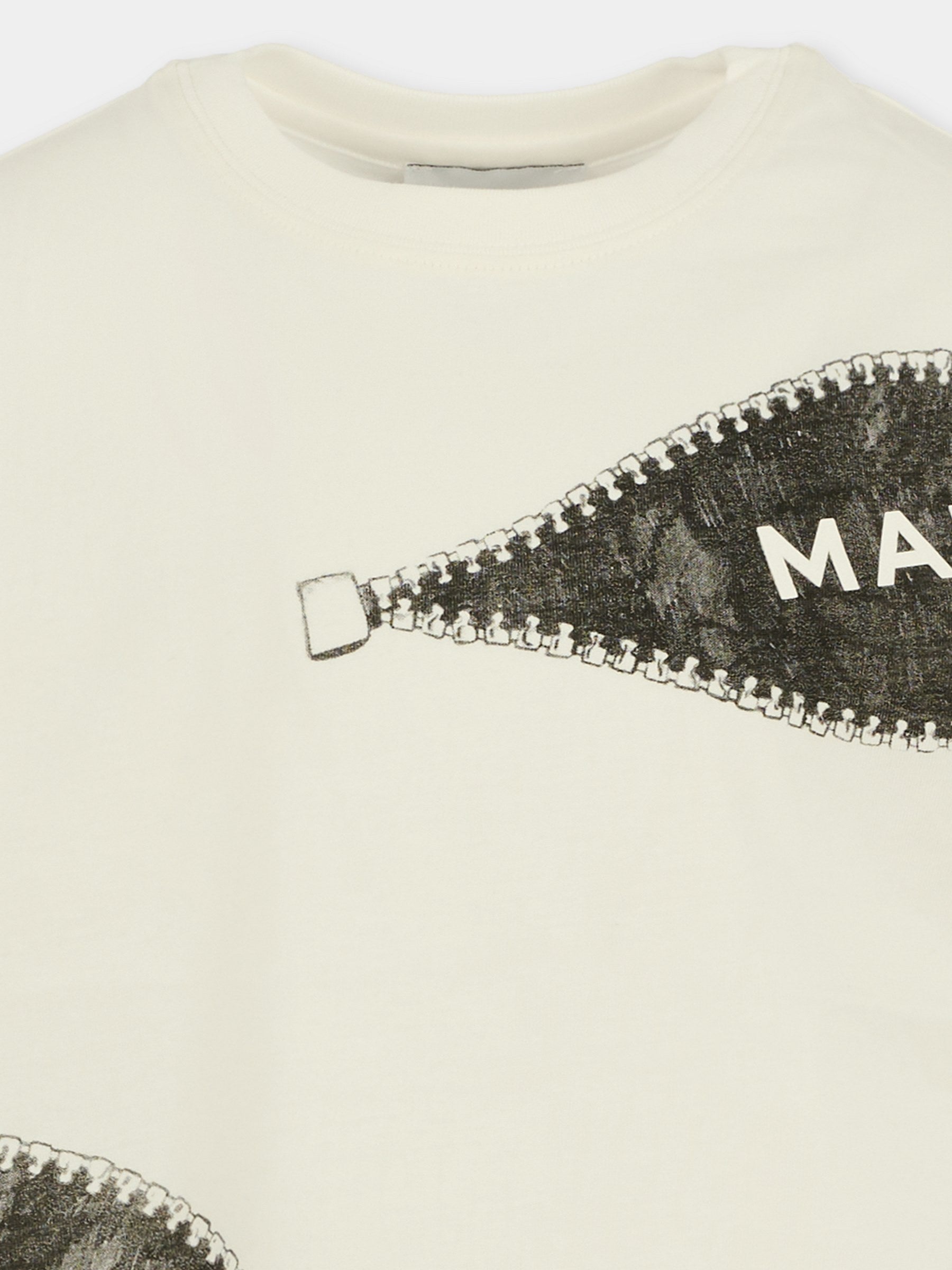 T-shirt avorio per bambino con logo e zip,Marc Jacobs,W60637 126