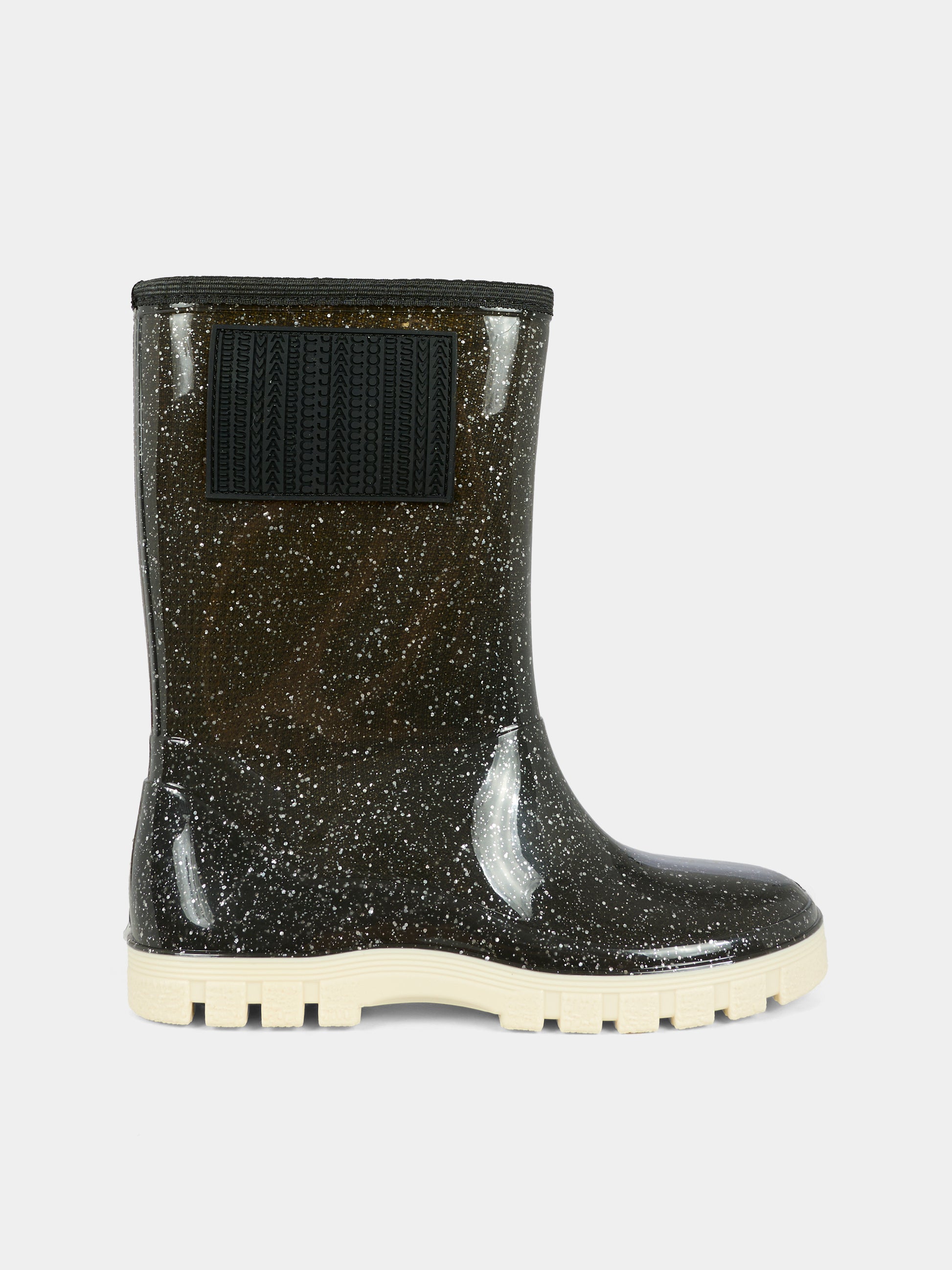 Stivali da pioggia neri per bambina con patch,Marc Jacobs,W60673 09B