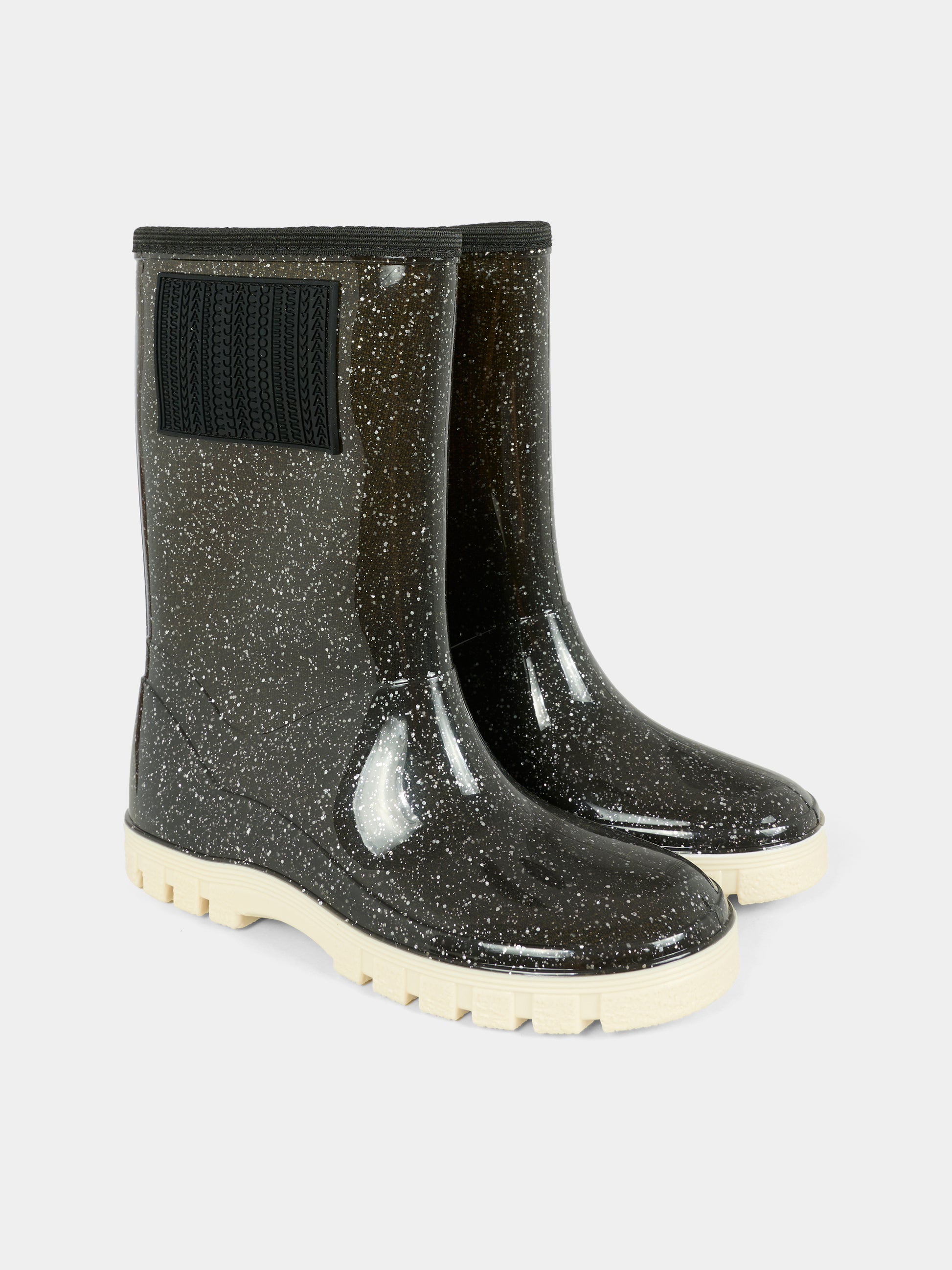 Stivali da pioggia neri per bambina con patch,Marc Jacobs,W60673 09B