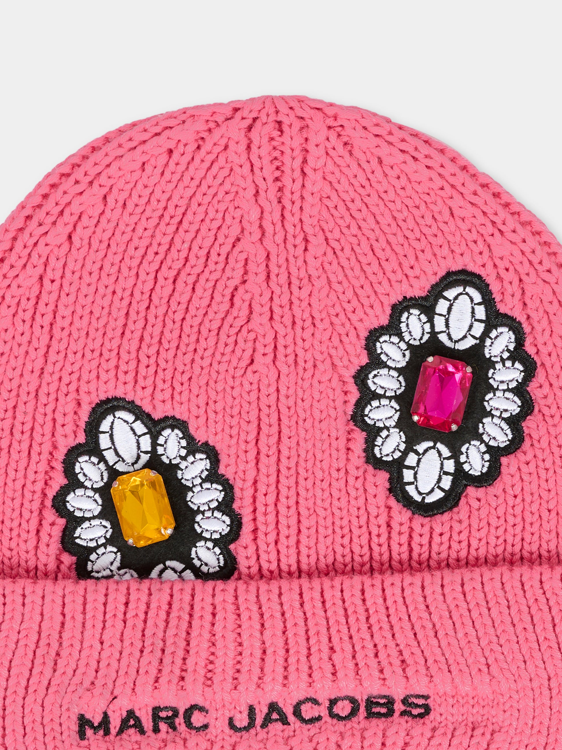 Berretto rosa per bambina con spille ricamate,Marc Jacobs,W60676 490