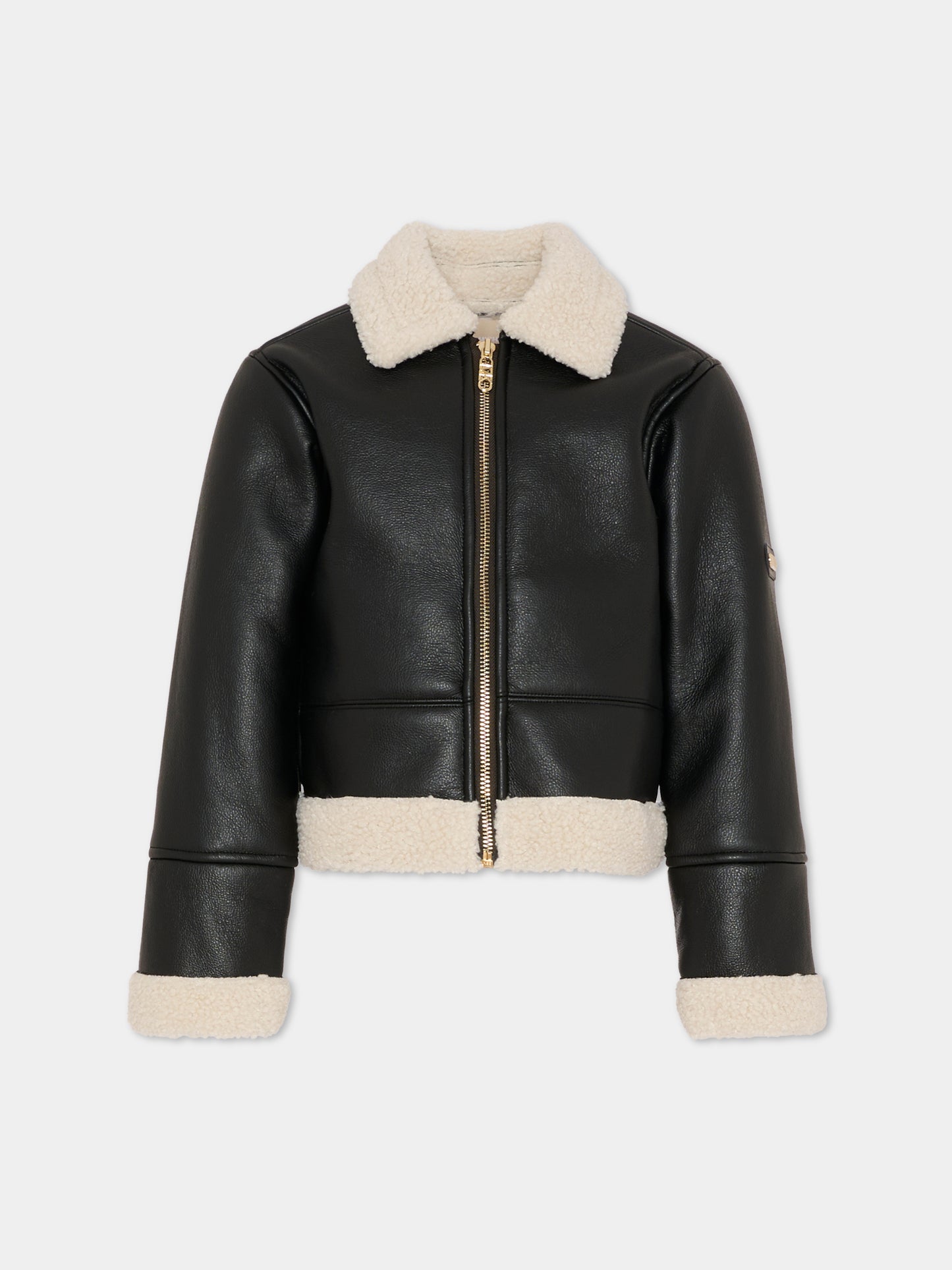 Ecopelliccia marrone per bambina con logo,Michael Kors,R30455 342