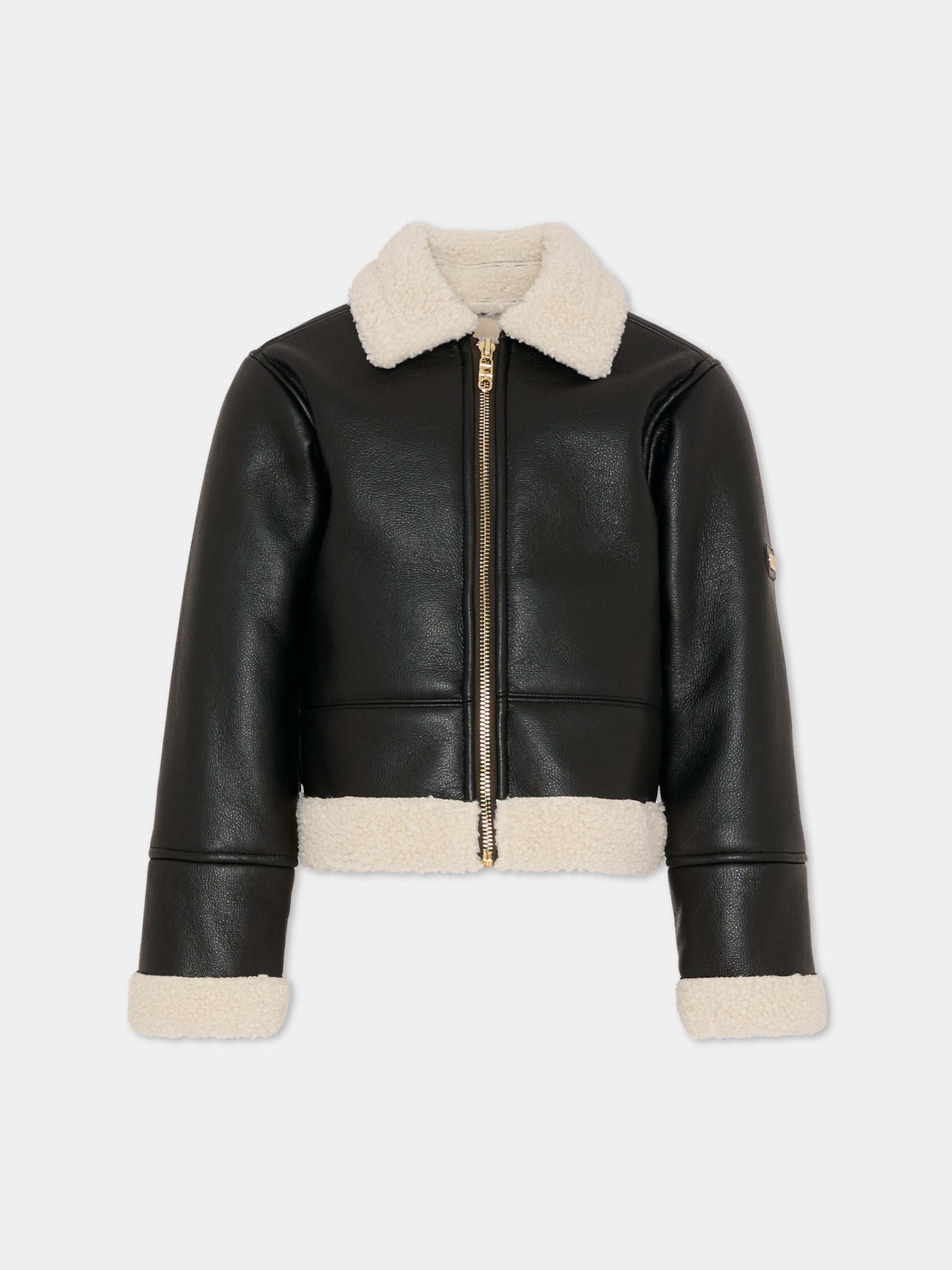 Ecopelliccia marrone per bambina con logo,Michael Kors,R30455 342