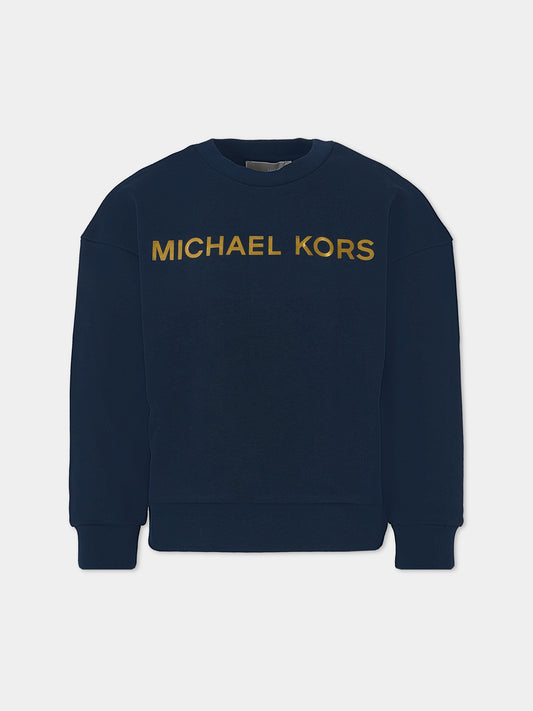 Felpa blu per bambina con logo,Michael Kors,R30469 849