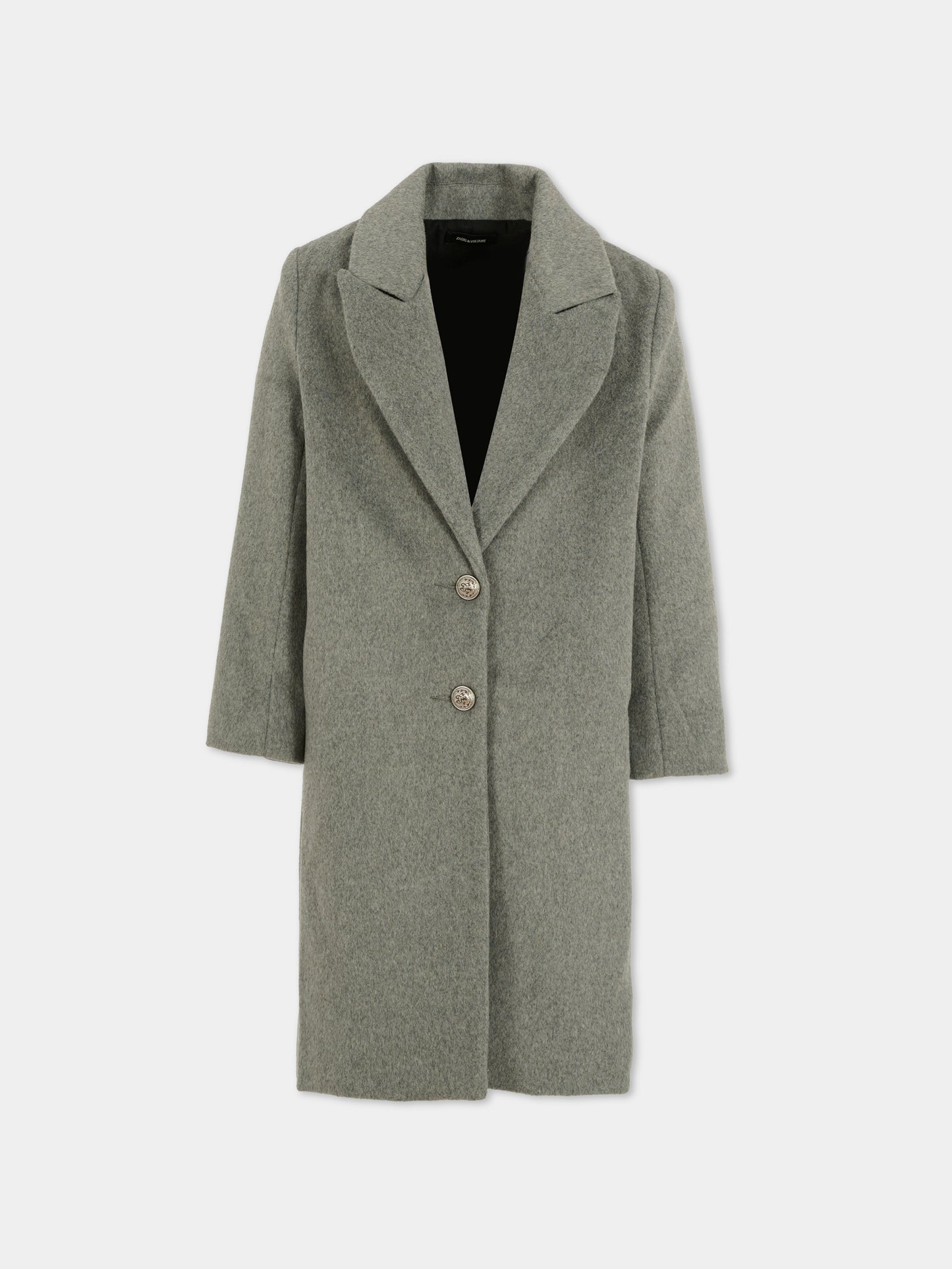 Cappotto grigio per bambina con logo,Zadig & Voltaire Kids,X60422 A46
