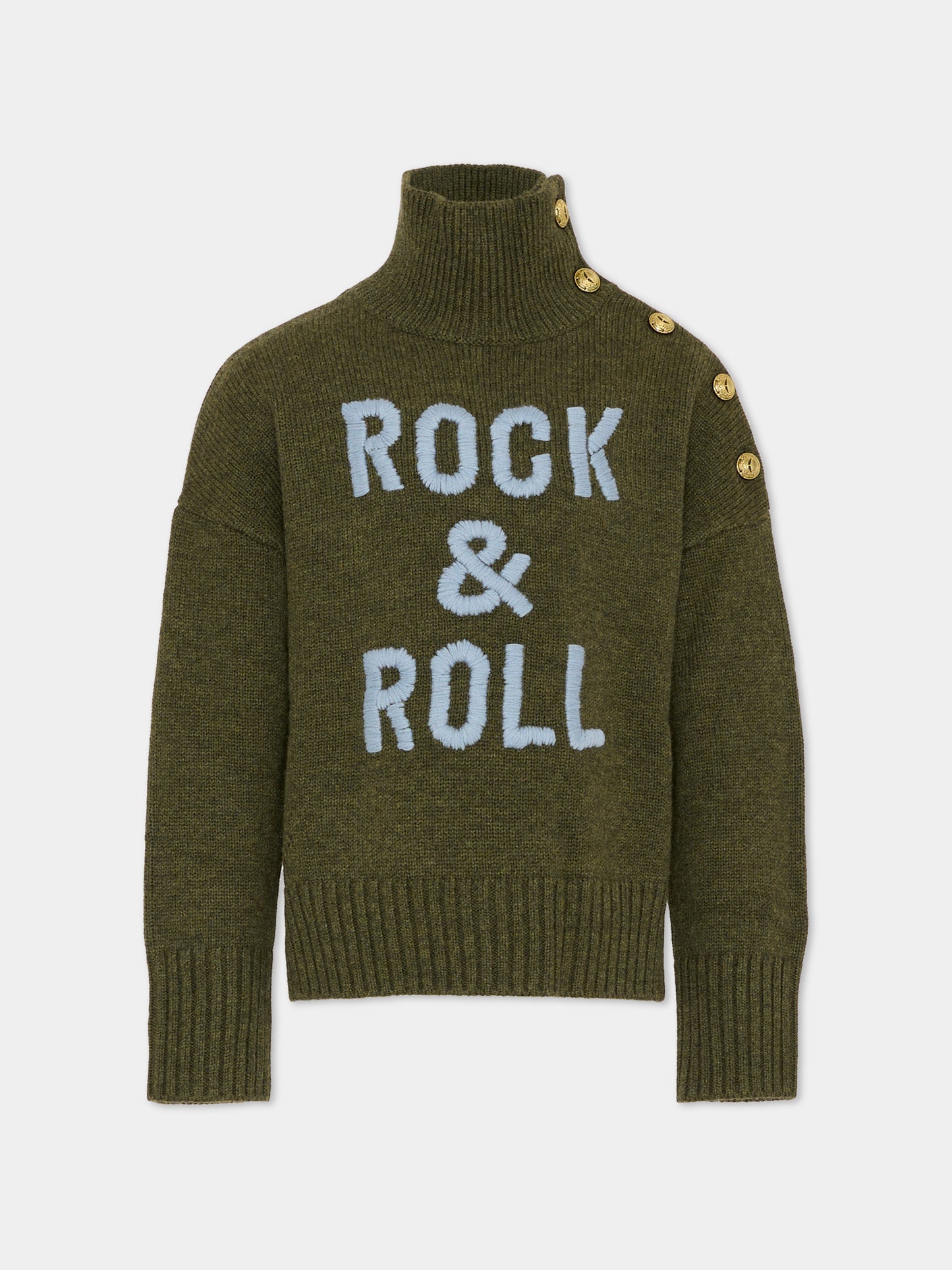 Dolcevita verde per bambina con scritta,Zadig & Voltaire Kids,X60425 H49