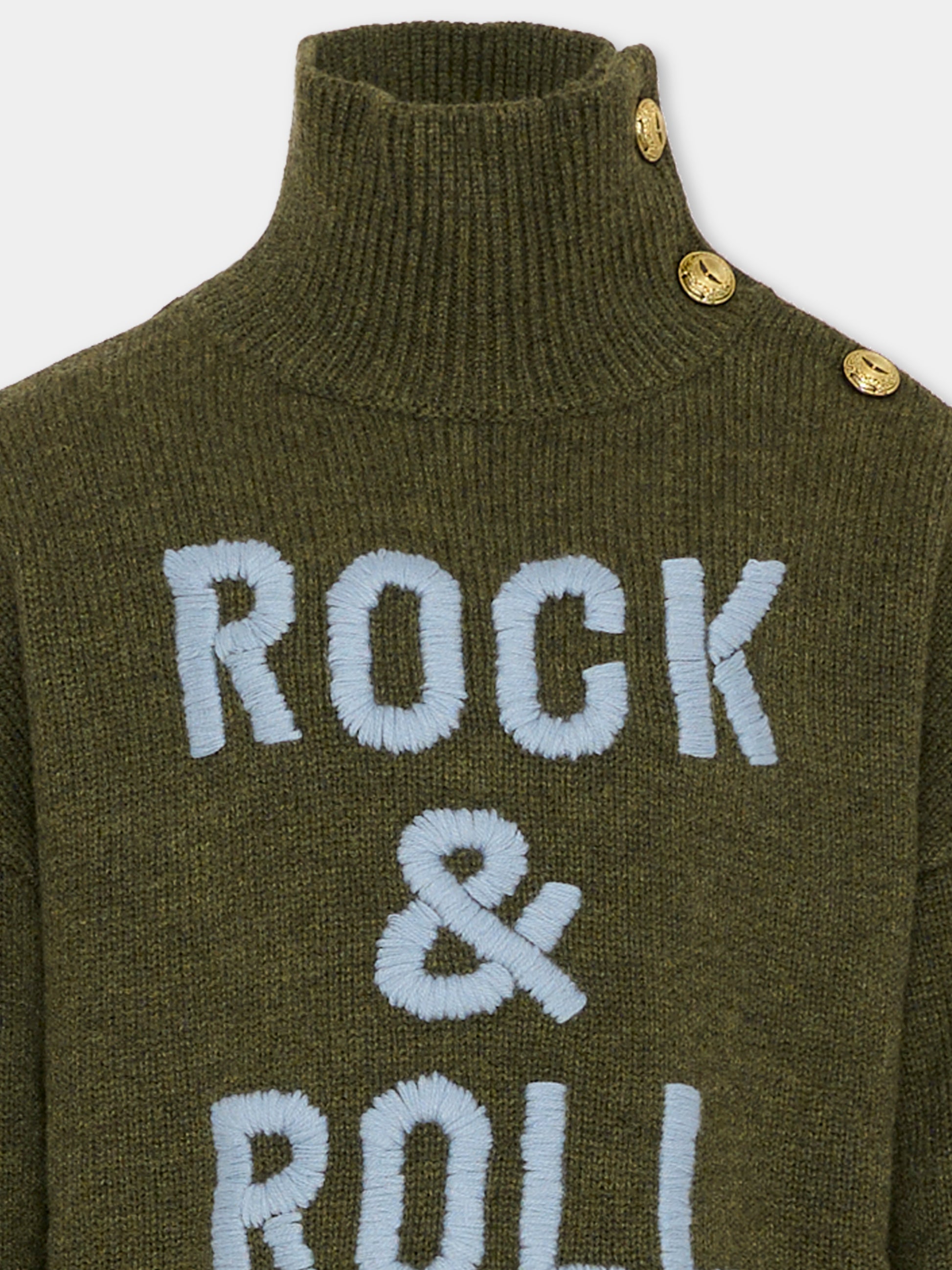 Dolcevita verde per bambina con scritta,Zadig & Voltaire Kids,X60425 H49