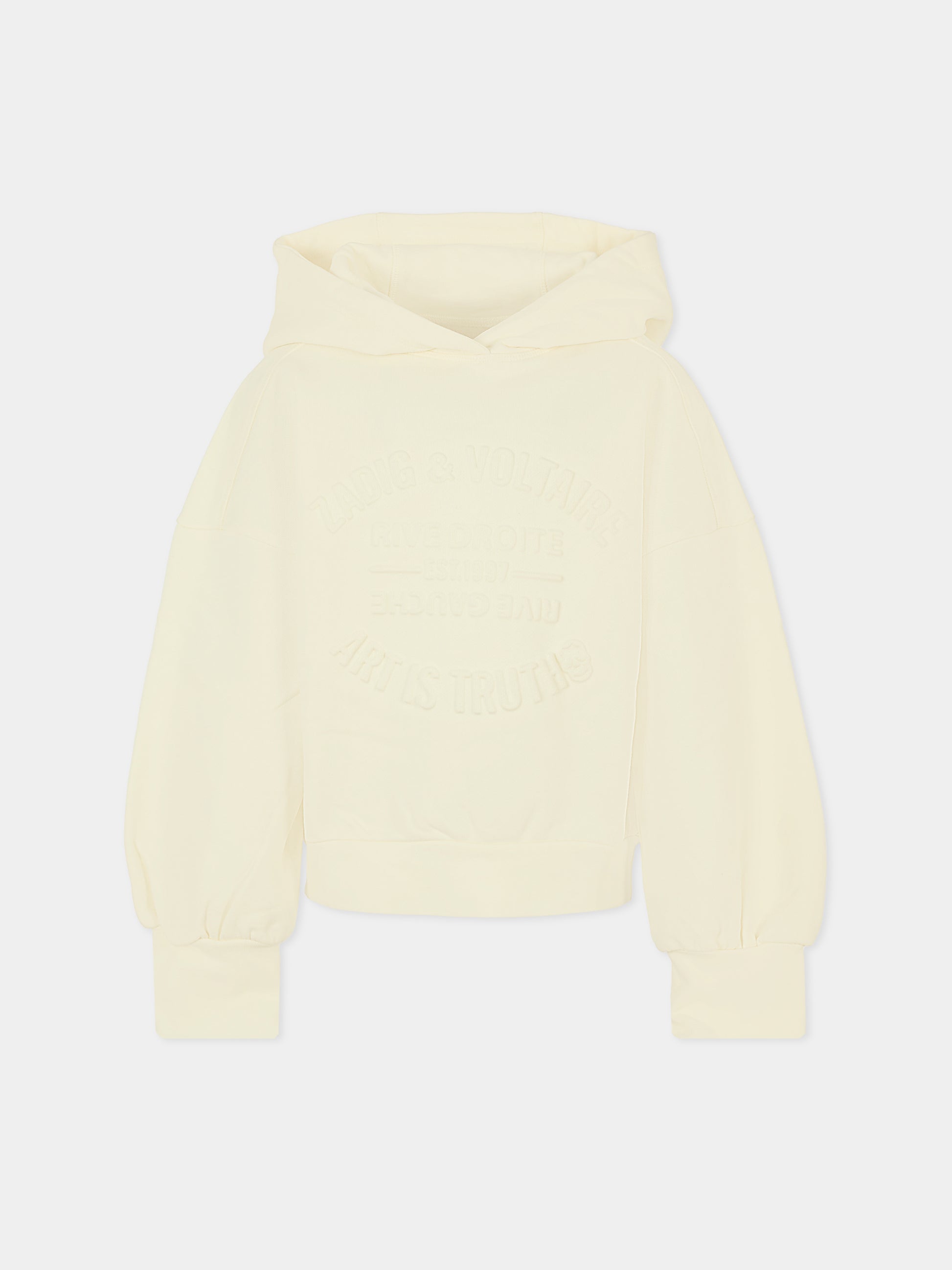 Felpa avorio per bambina con logo,Zadig & Voltaire Kids,X60435 195