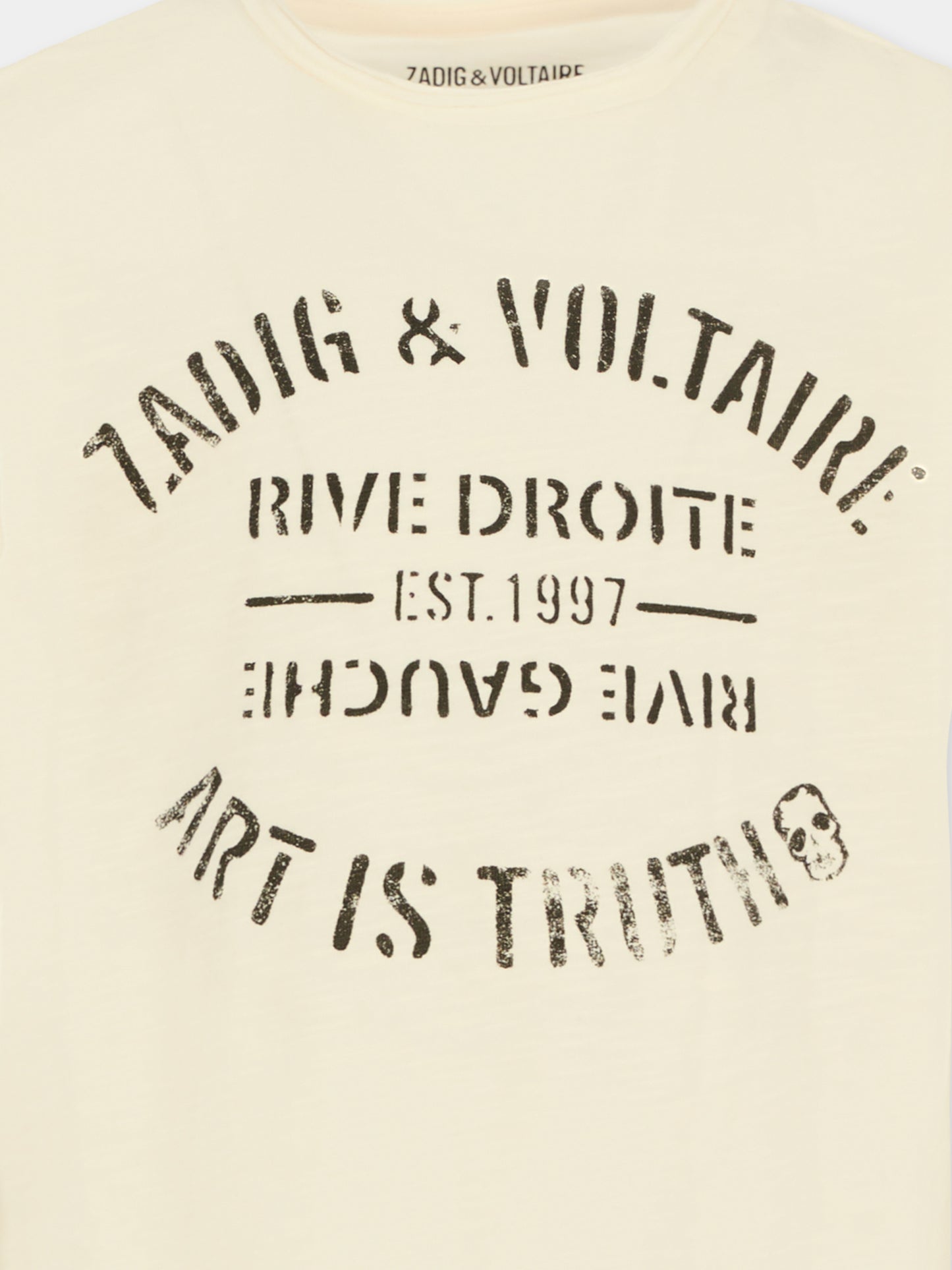 T-shirt avorio per bambini con logo,Zadig & Voltaire Kids,X60464 195