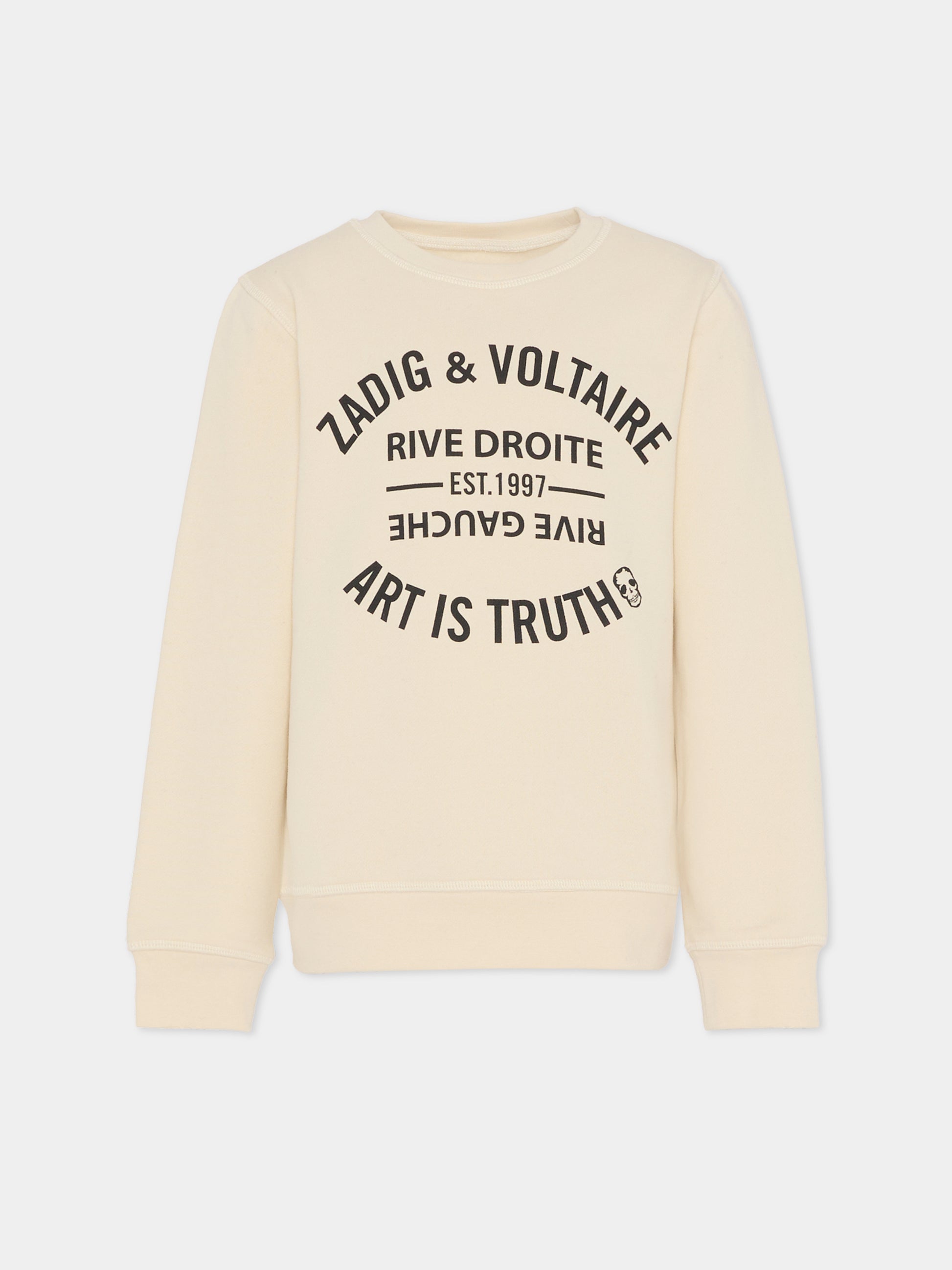 Felpa beige per bambini con logo,Zadig & Voltaire Kids,X60465 21K