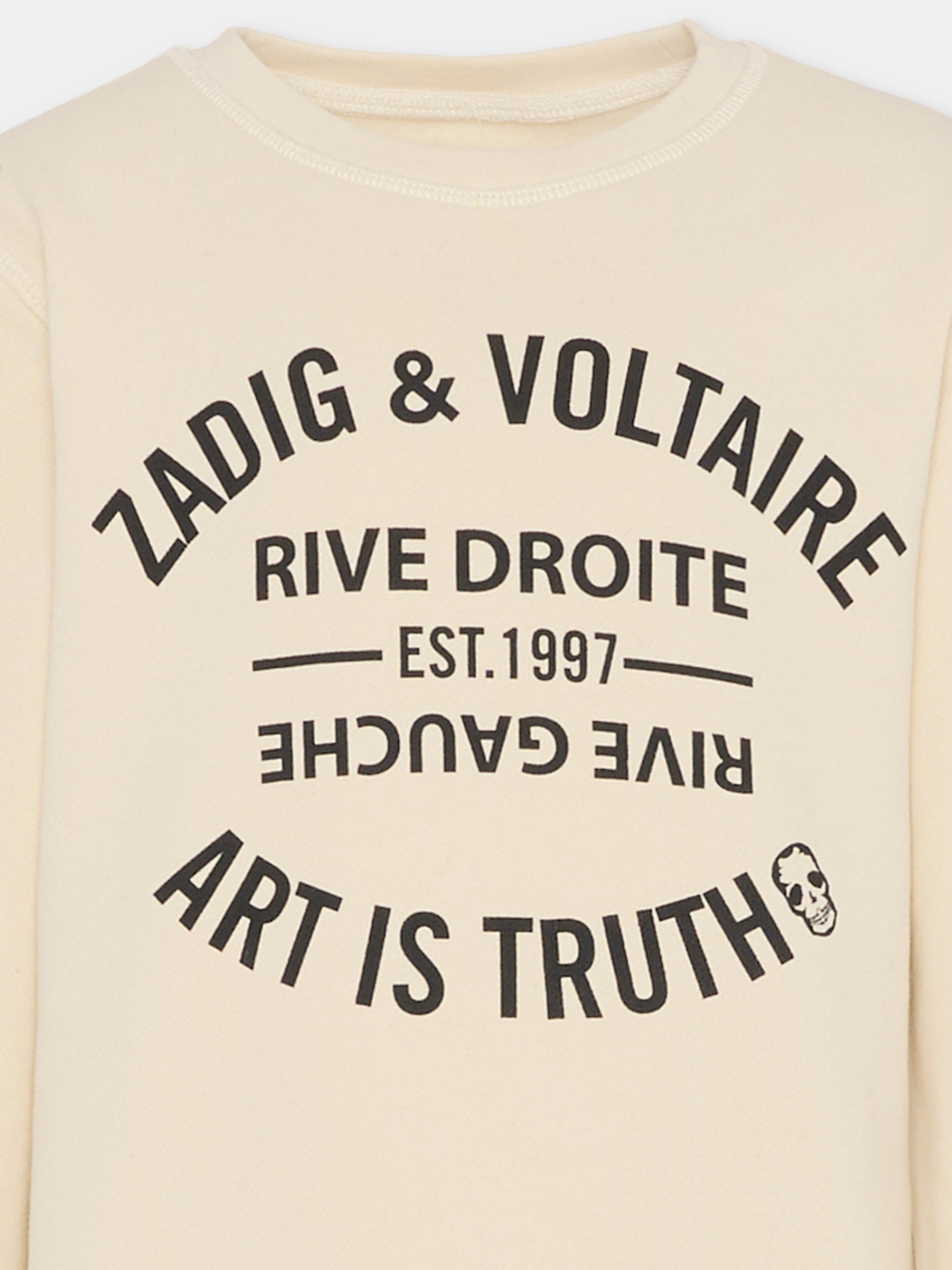 Felpa beige per bambini con logo,Zadig & Voltaire Kids,X60465 21K