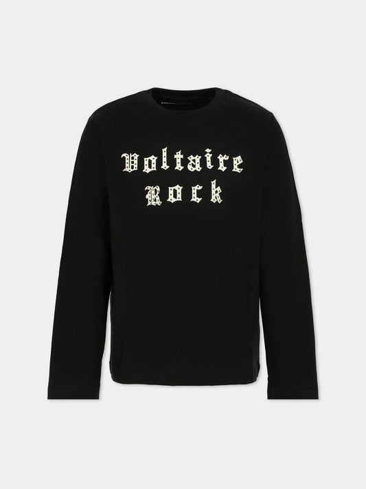 T-shirt nera per bambino con logo,Zadig & Voltaire Kids,X60485 09B