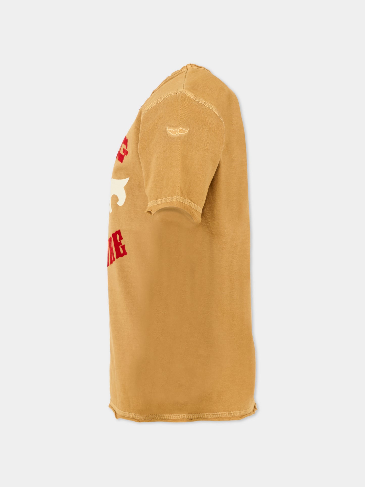 T-shirt marrone per bambino con logo,Zadig & Voltaire Kids,X60488 213