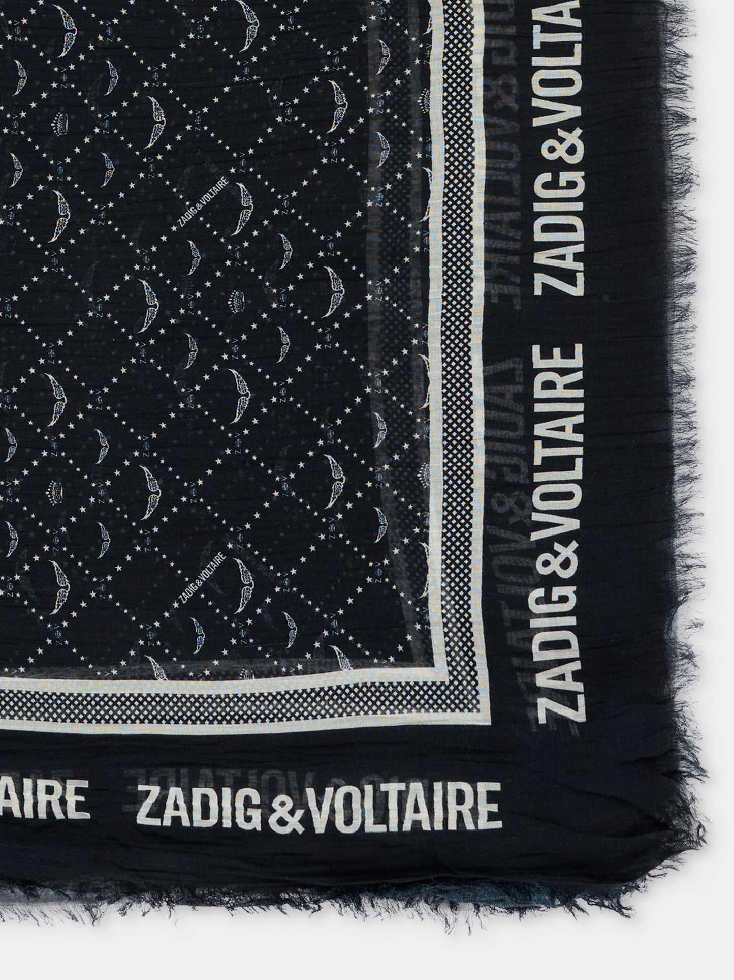 Sciarpa nera per bambina con ali all over,Zadig & Voltaire Kids,X60507 09B