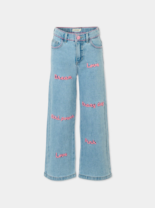 Jeans denim per bambina con scritte,Billieblush,U21591 Z18