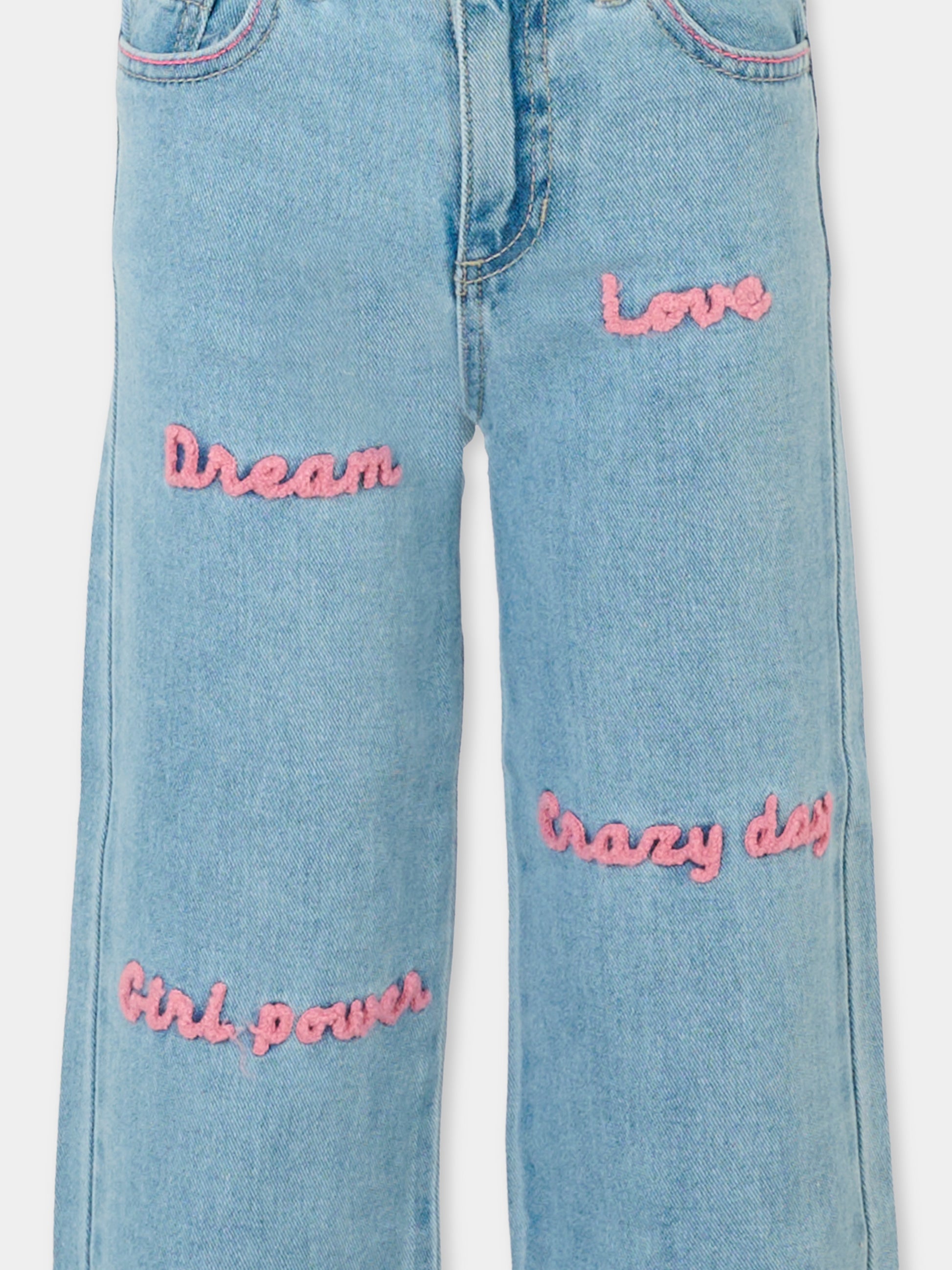 Jeans denim per bambina con scritte,Billieblush,U21591 Z18