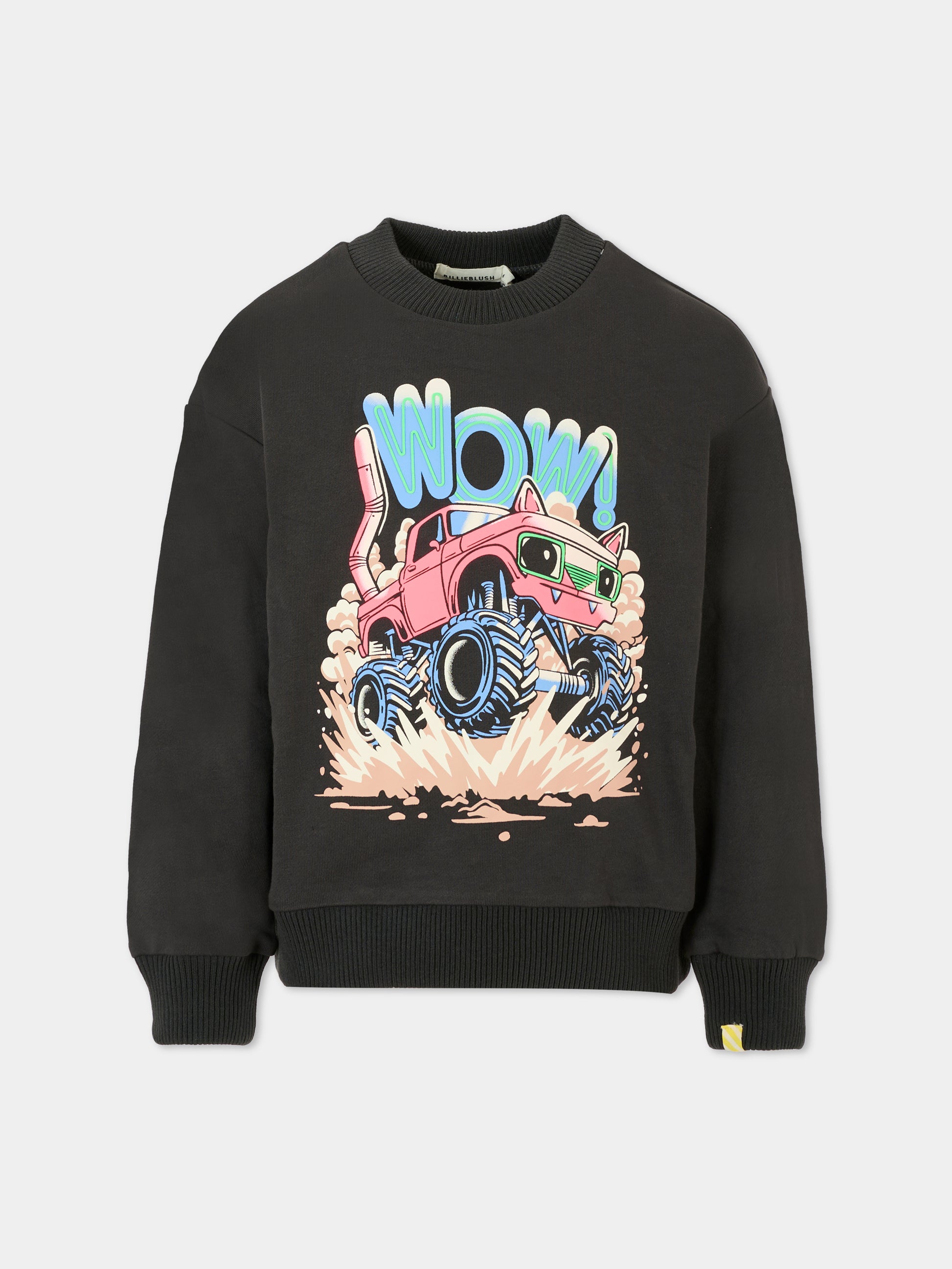 Felpa grigia per bambino con stampa automobile,Billieblush,U21175 062