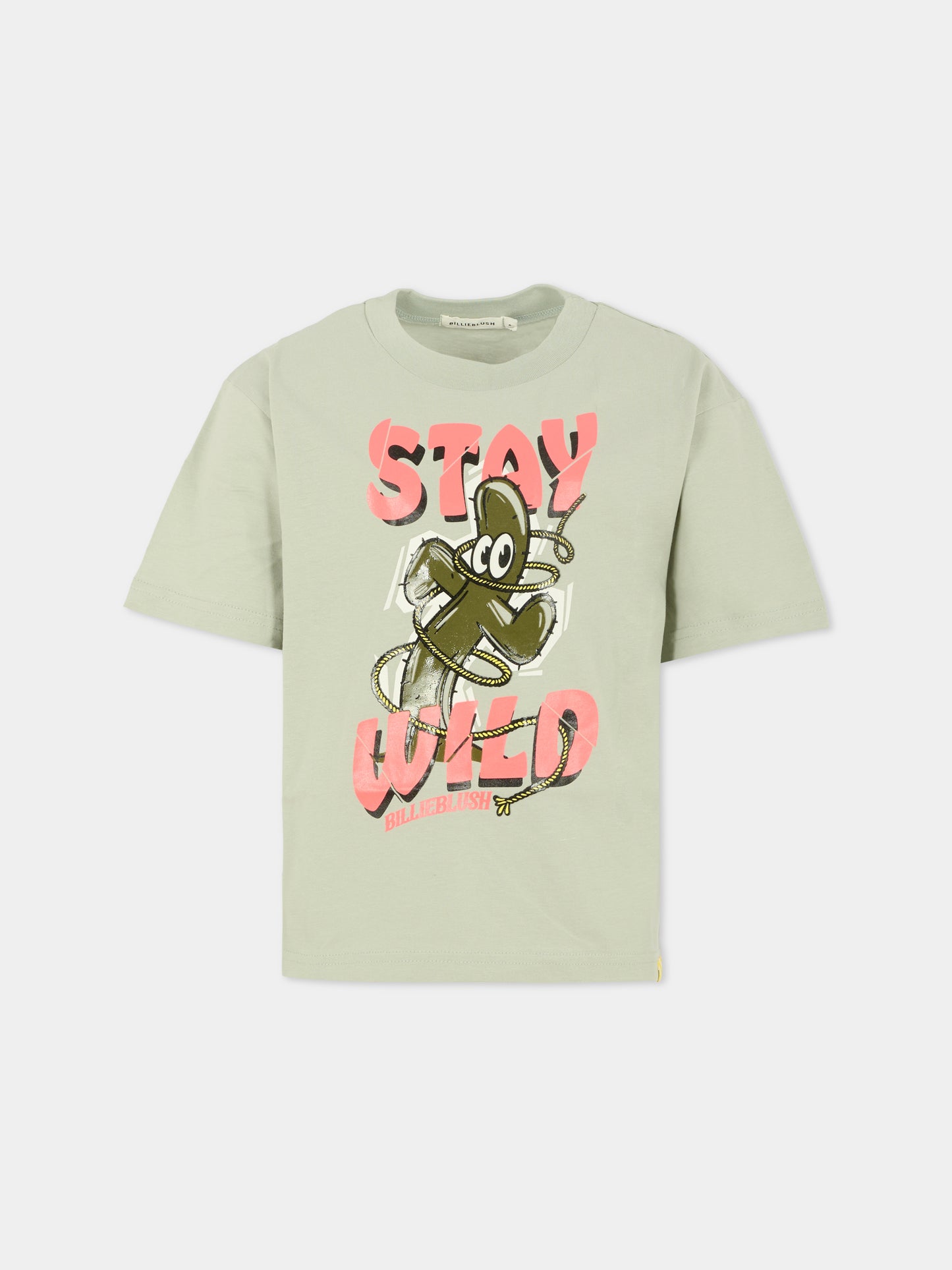 T-shirt grigia per bambino con stampa cactus,Billieblush,U21186 01E