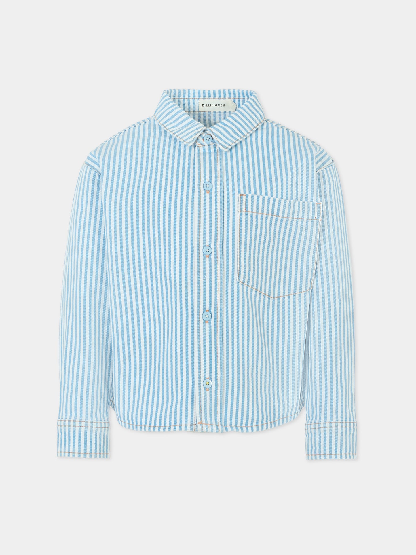 Camicia celeste per bambino con patch,Billieblush,U21194 N48