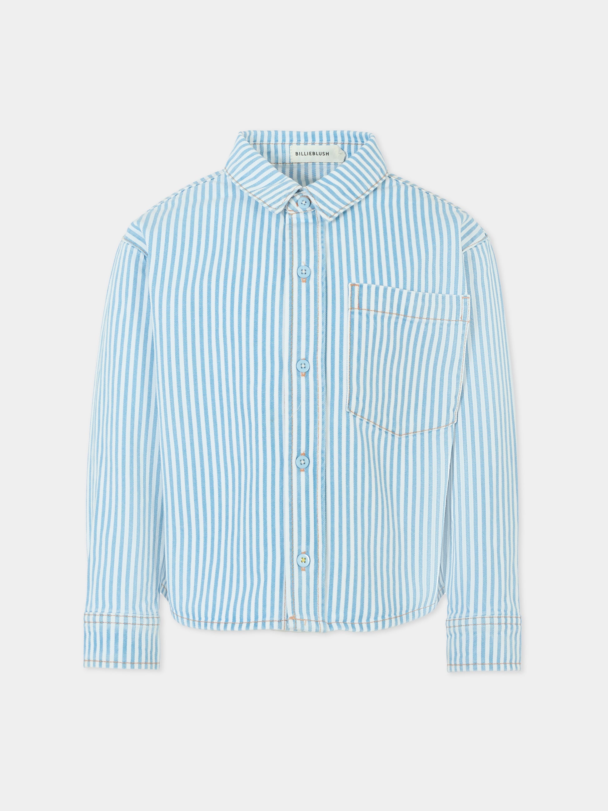 Camicia celeste per bambino con patch,Billieblush,U21194 N48