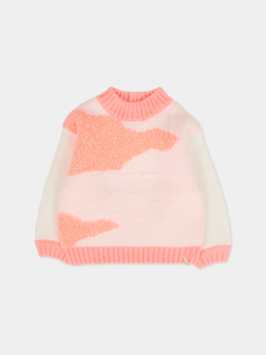 Maglione rosa per neonata con nuvole,Billieblush,U21268 N74