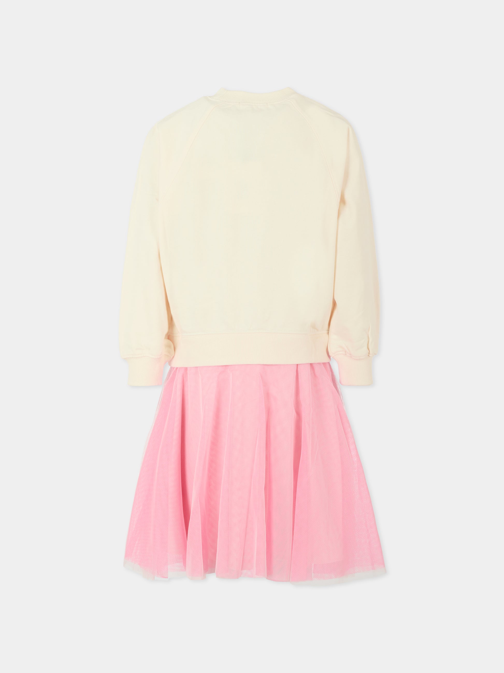 Vestito avorio per bambina con scritta,Billieblush,U21293 121