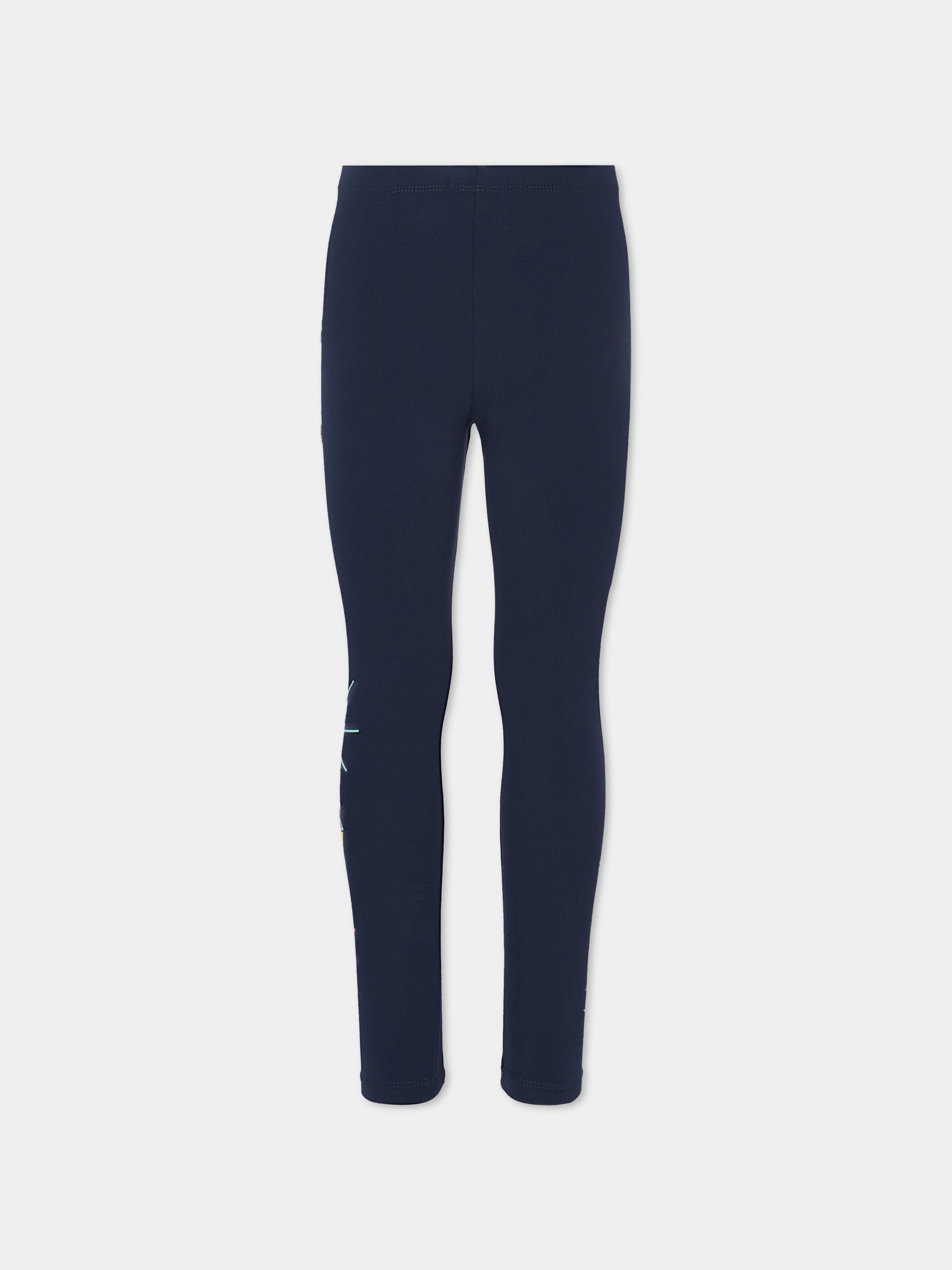 Leggings blu per bambina con cuori e stella,Billieblush,U21321 85T