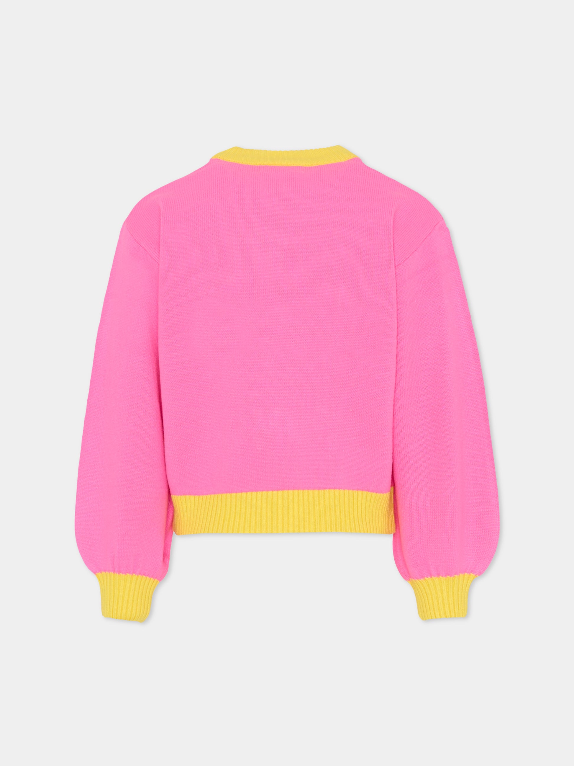 Maglione rosa per bambina con cuori,Billieblush,U21378 473