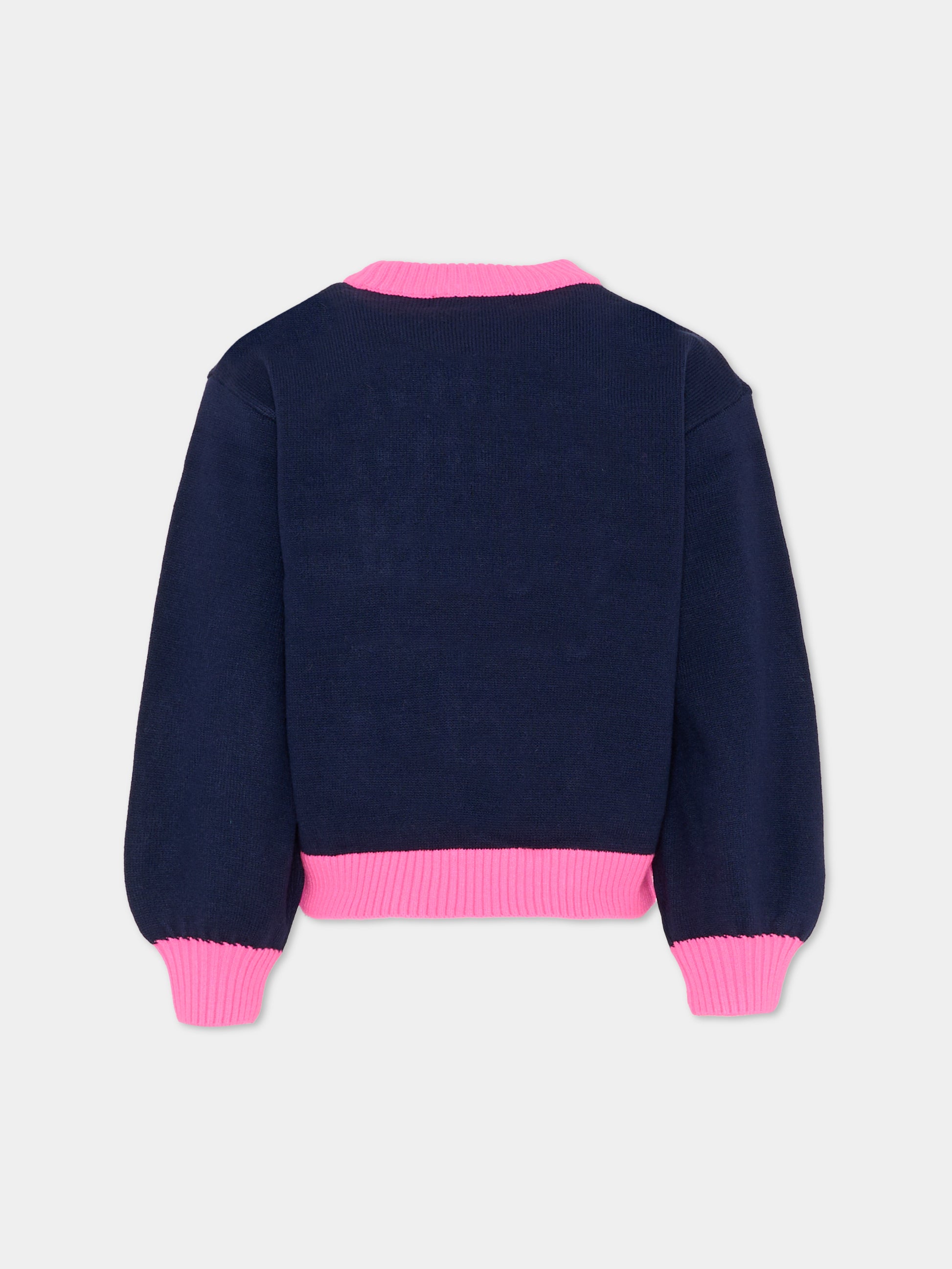 Maglione blu per bambina con cuori,Billieblush,U21378 85T
