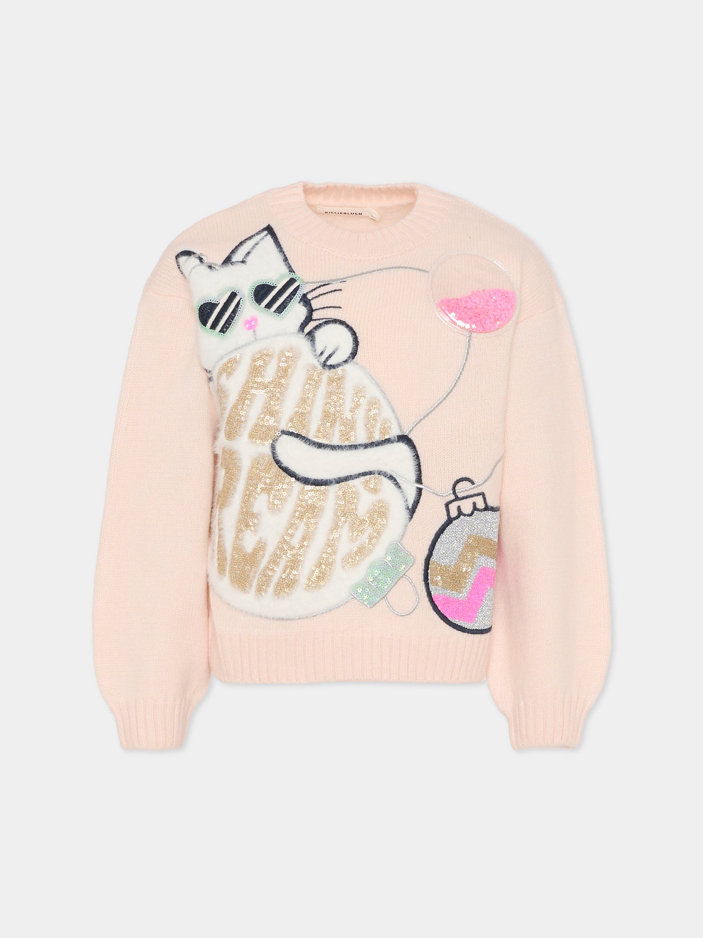 Maglione rosa per bambina con gatto,Billieblush,U21380 47V