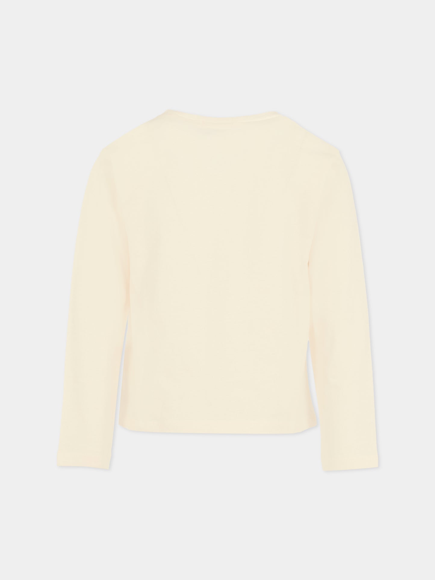 T-shirt avorio per bambina con gatto,Billieblush,U21405 121