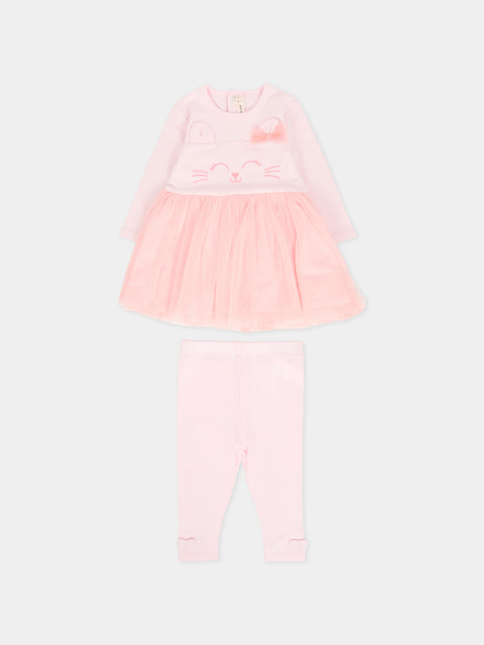 Completo rosa per neonata con gatto,Billieblush,U21454 450