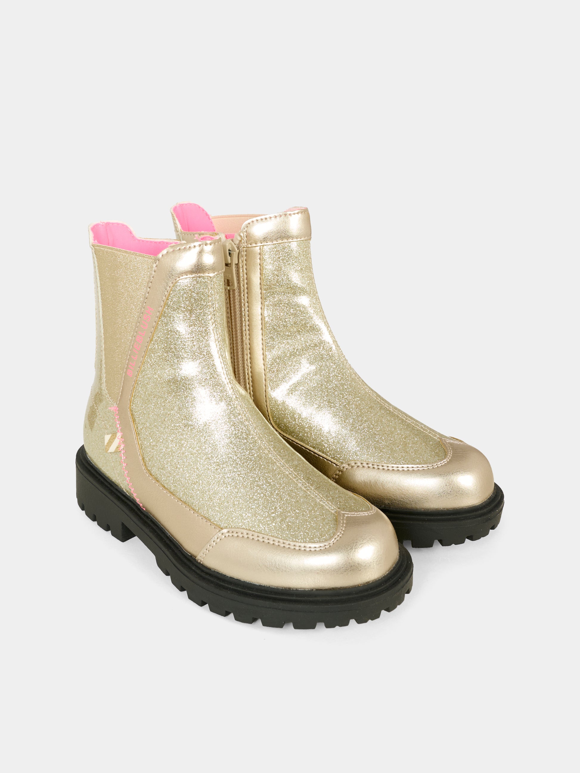Stivali oro per bambina con logo,Billieblush,U21476 Z98