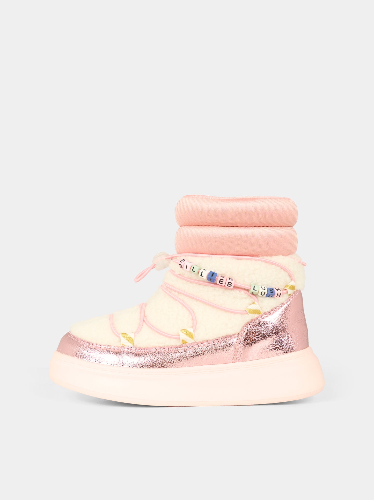 Stivali da neve rosa per bambina con logo,Billieblush,U21477 Z41