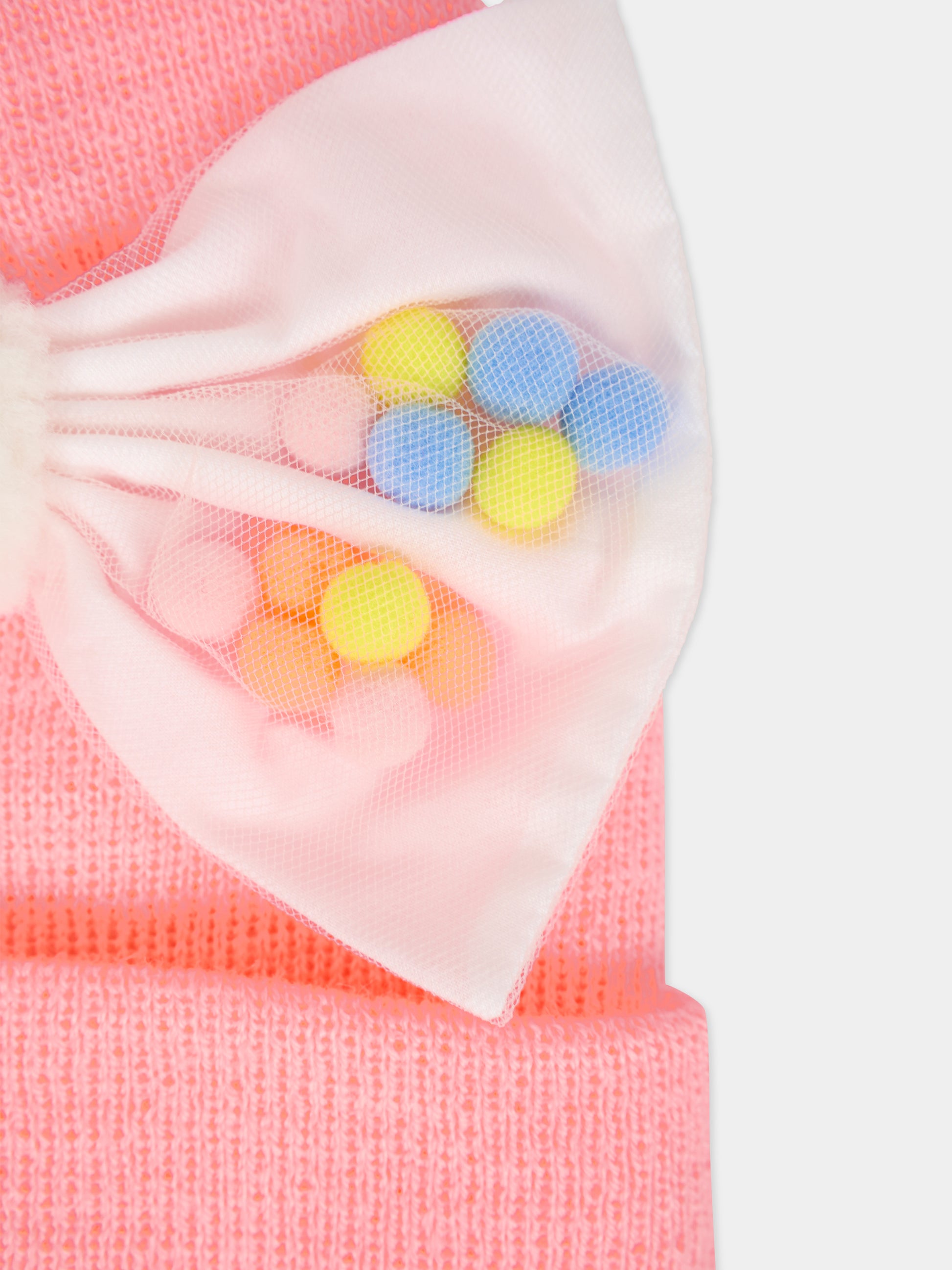Berretto rosa per neonata con fiocco e pompon,Billieblush,U21495 408