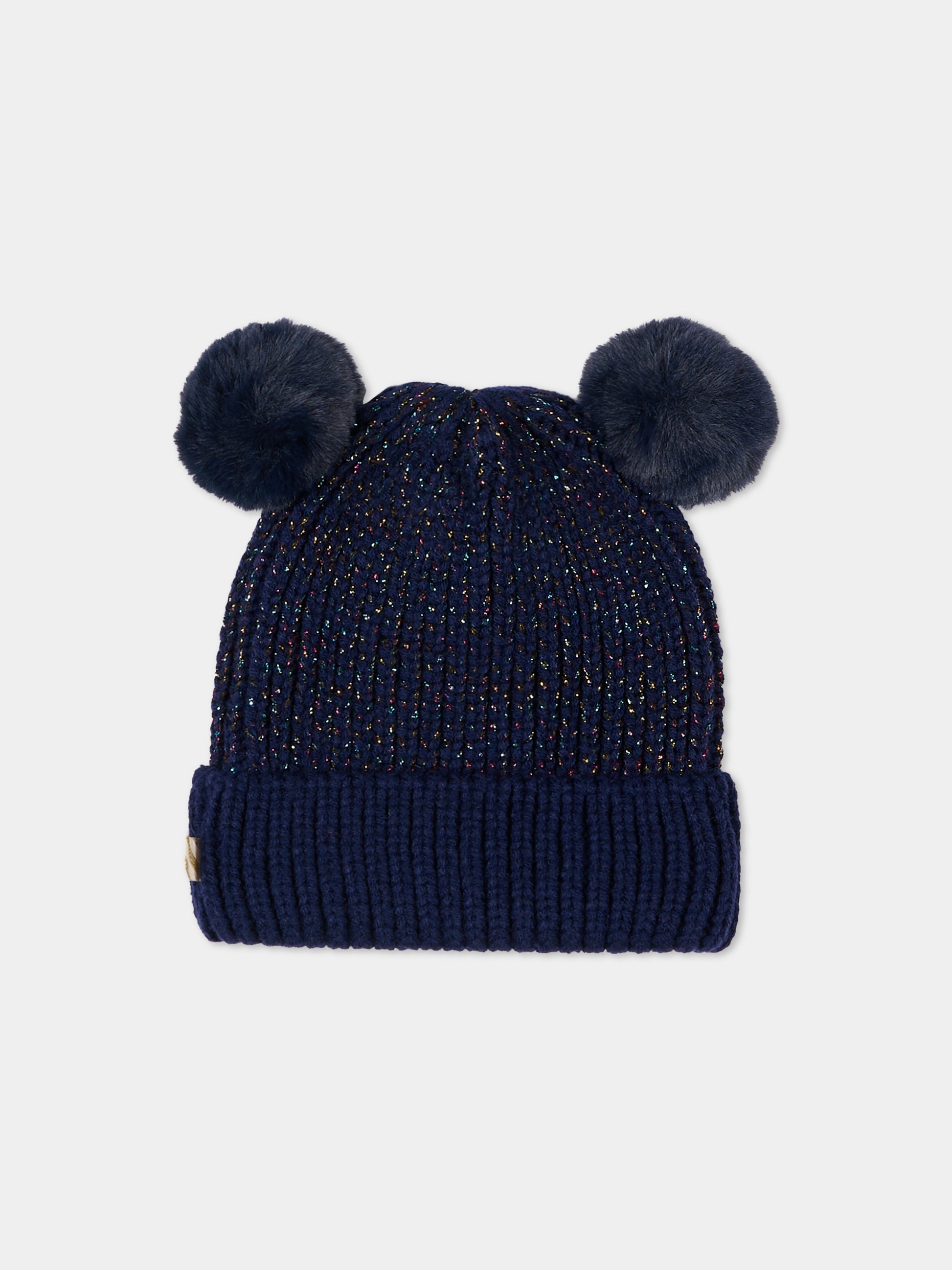 Berretto blu per bambina con pompon,Billieblush,U21508 85T