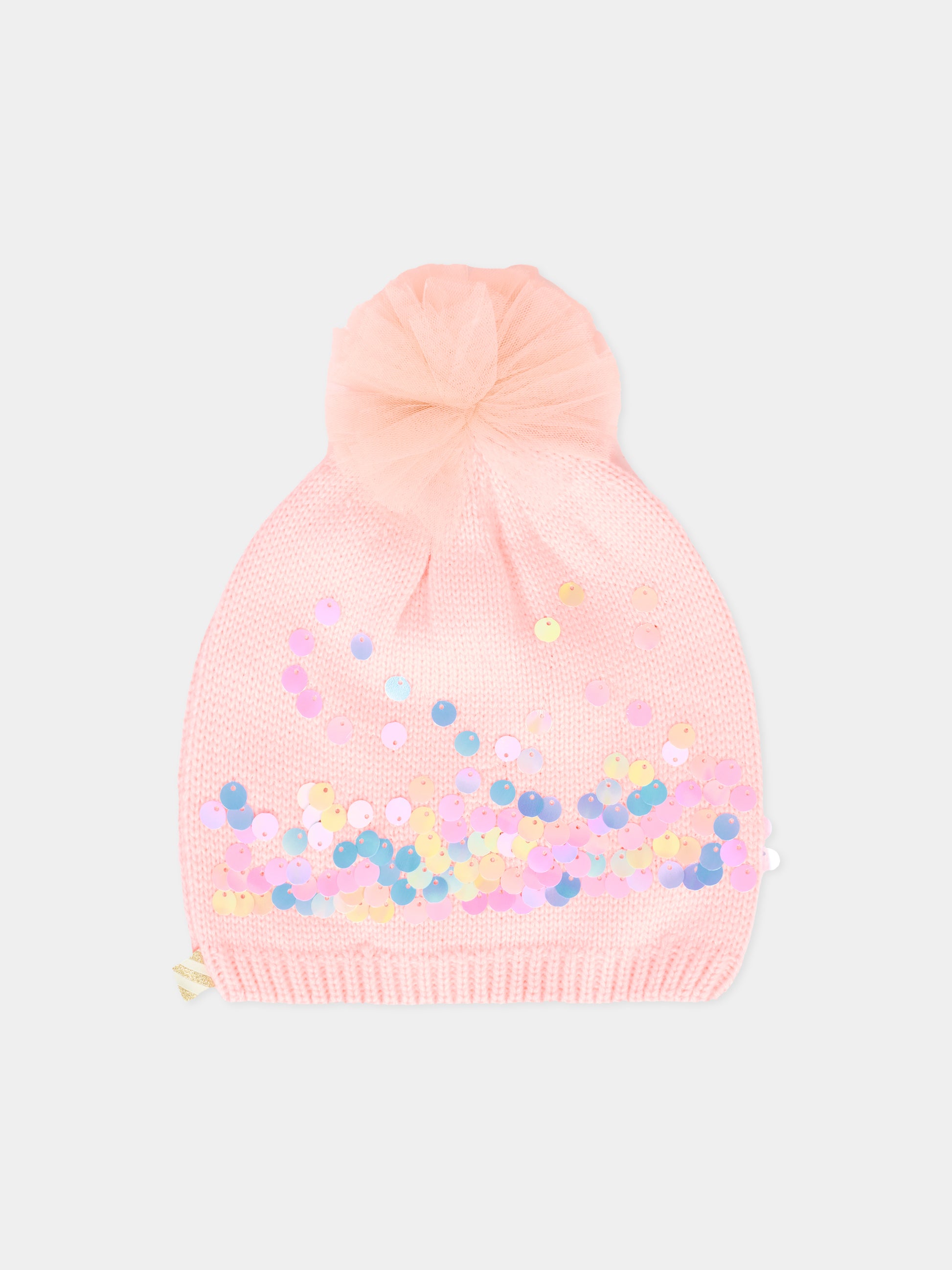 Berretto rosa per bambina con paillettes,Billieblush,U21510 408