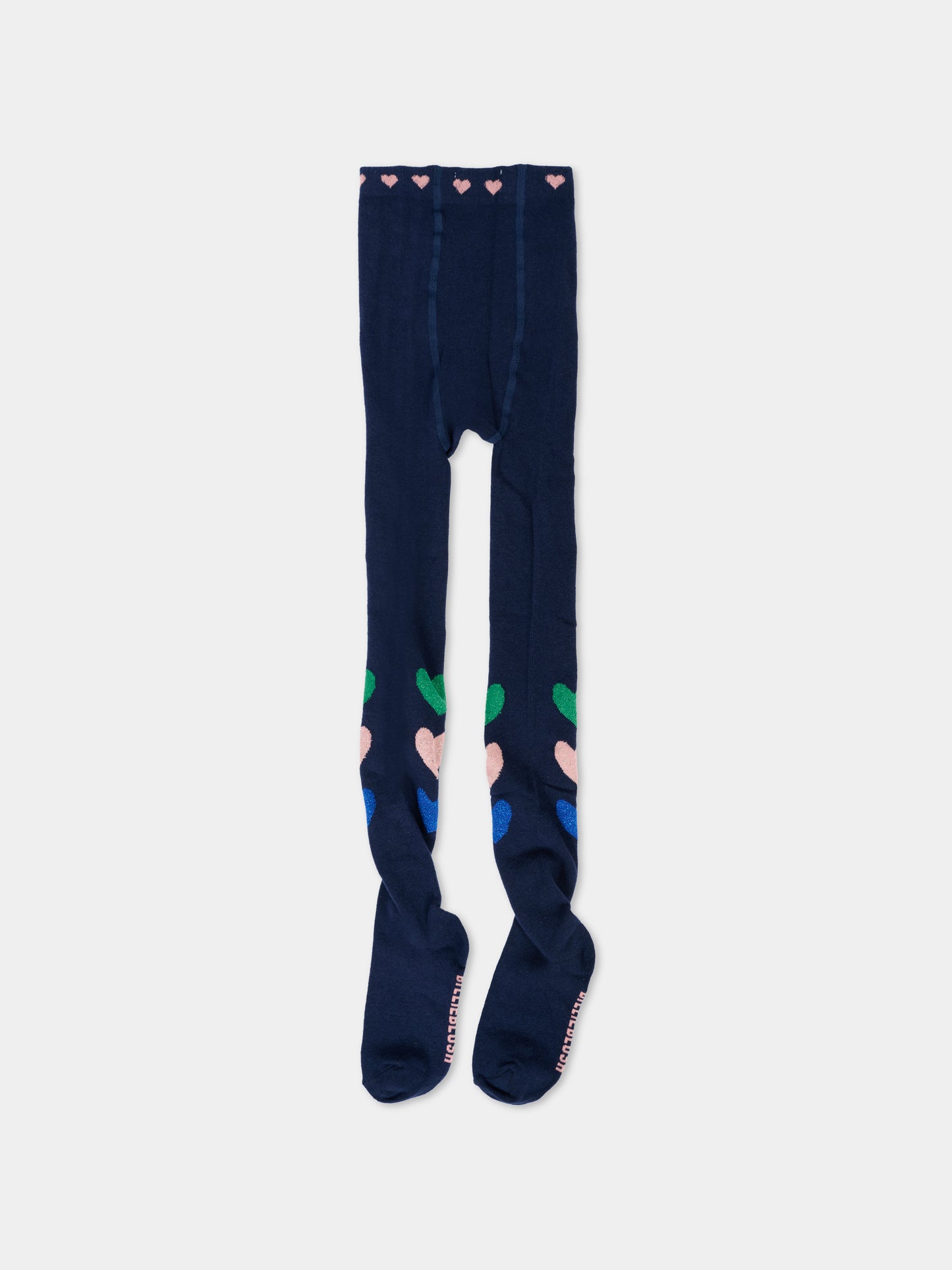 Collant blu per bambina con cuori,Billieblush,U21515 85T