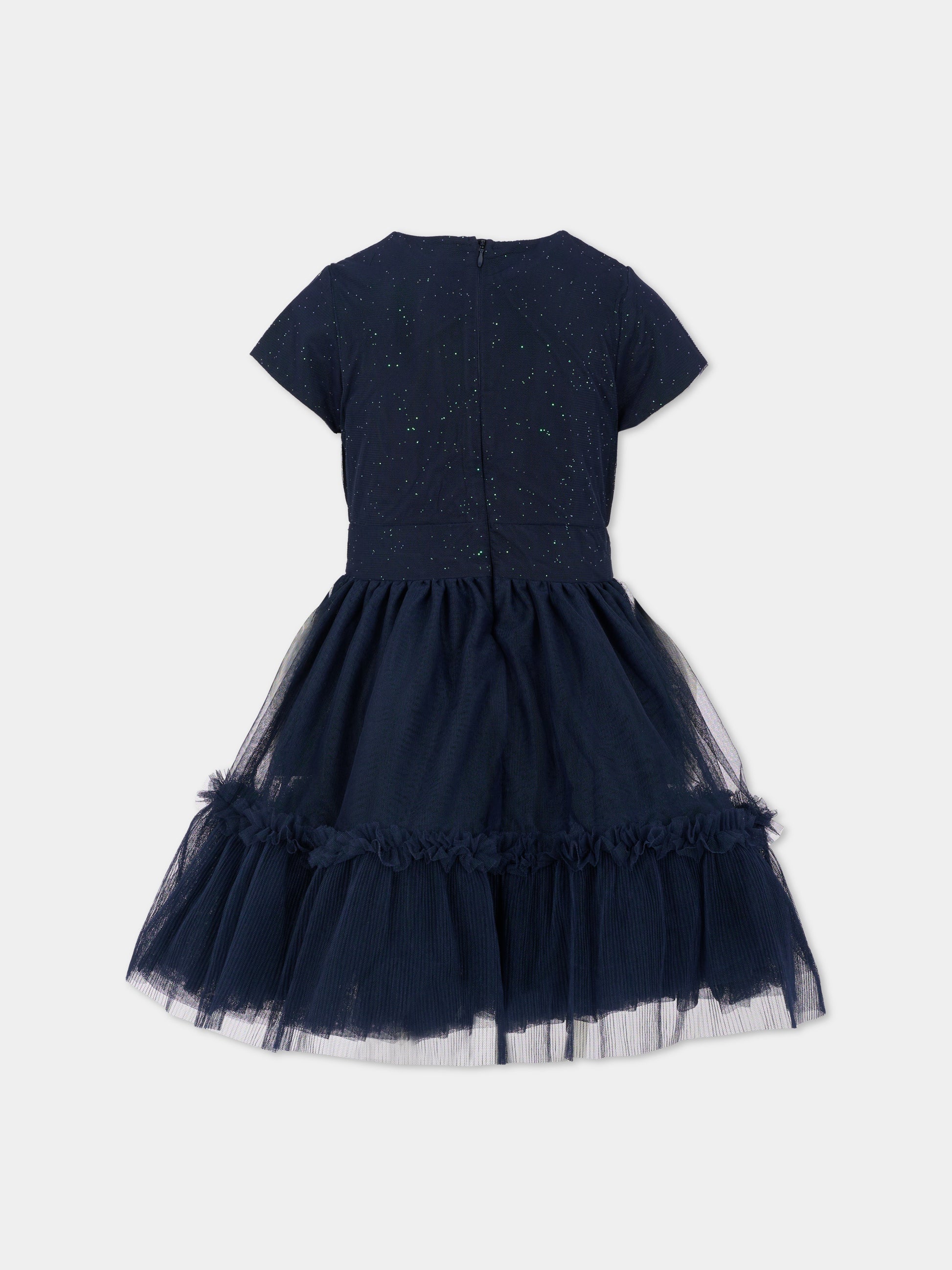 Vestito blu per bambina con paillettes,Billieblush,U21564 85T