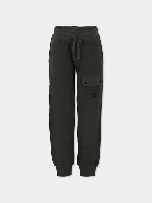 Pantaloni verdi per bambino con logo ricamato,C. P. Company,CUP010 LCC04 31233