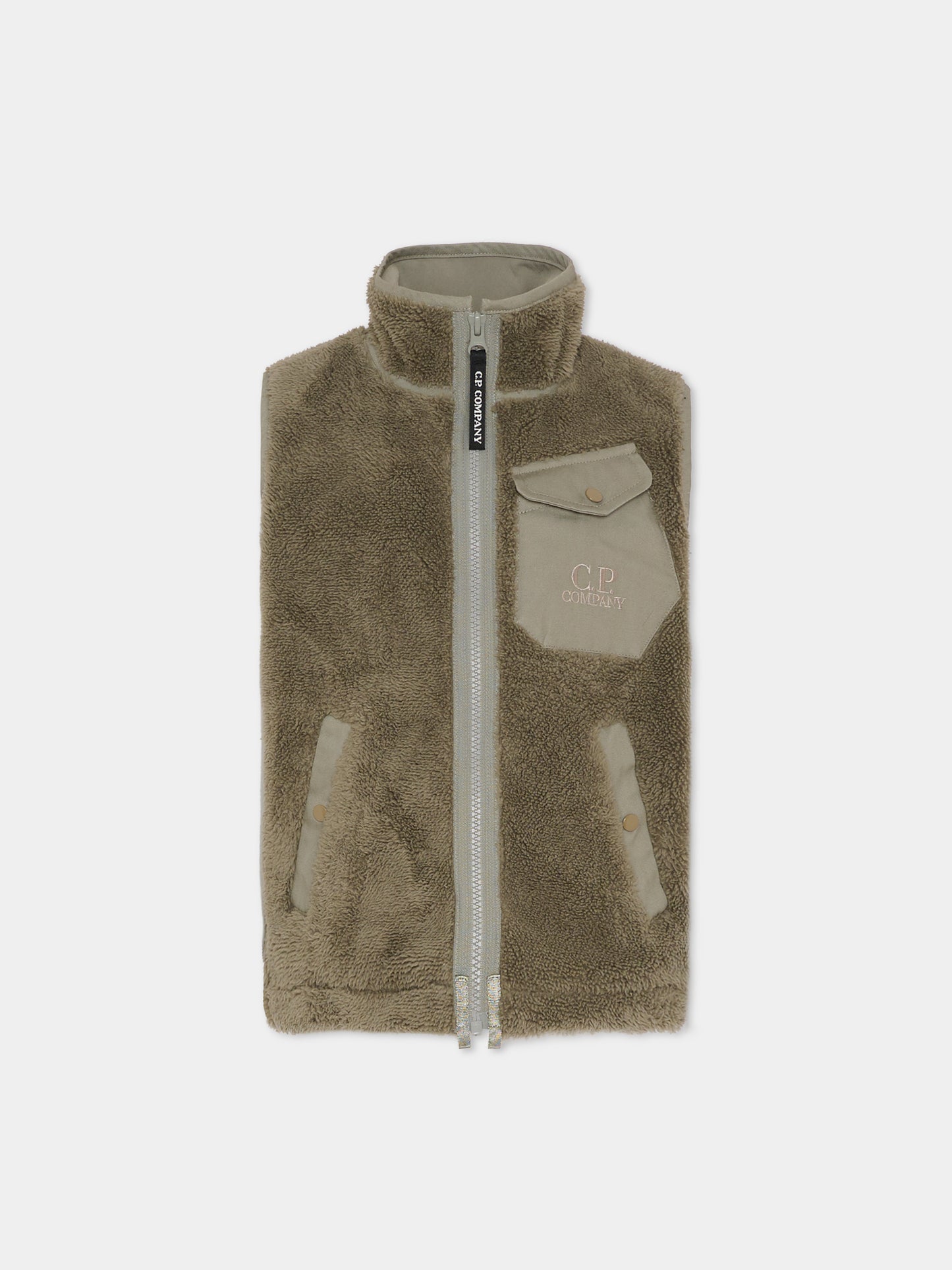 Gilet verde per bambino con logo,C. P. Company,CUS01J LIA28 60503