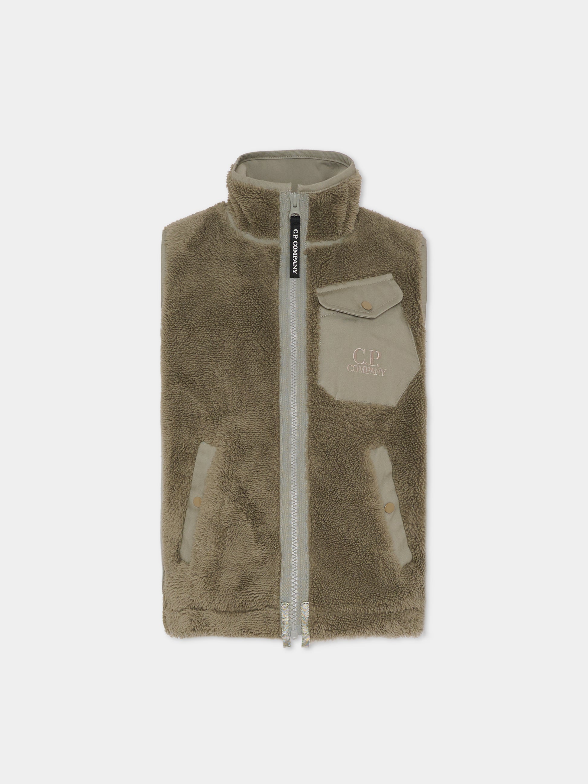 Gilet verde per bambino con logo,C. P. Company,CUS01J LIA28 60503