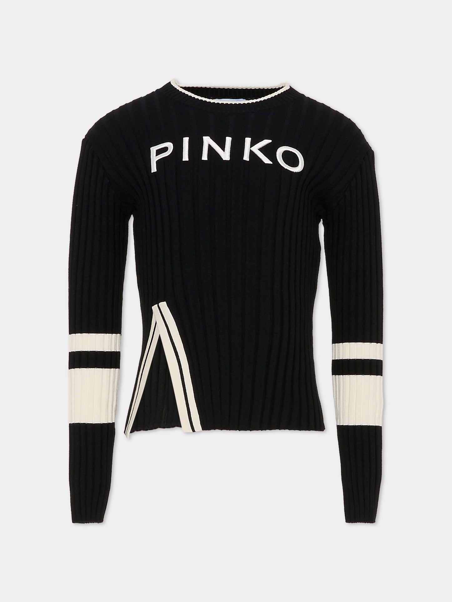 Maglione nero per bambina con logo,Pinko,KFMA020.C.FL089.D805